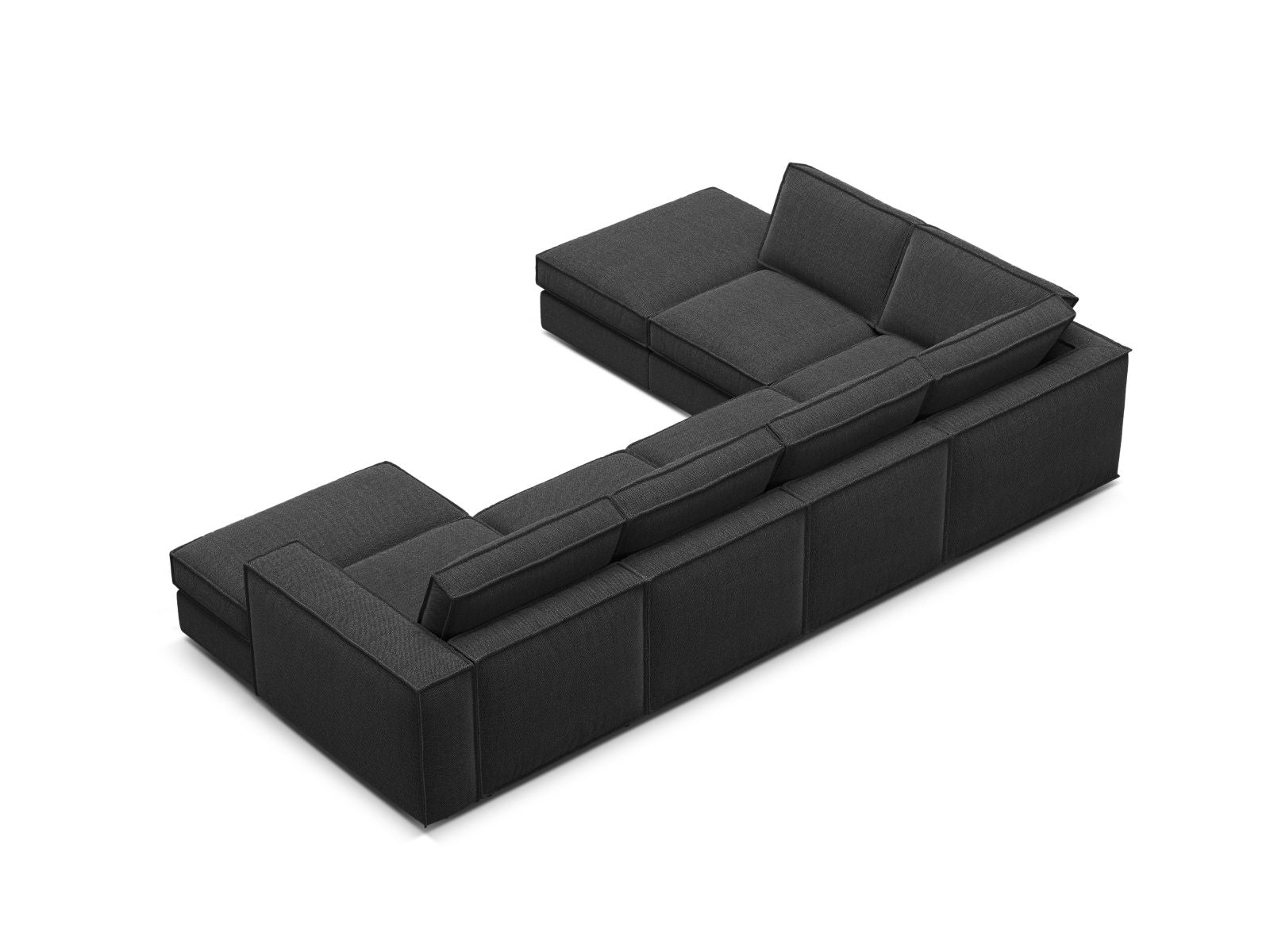 Modulares 5-Sitzer Ecksofa Panoramic links in edlem Schwarz, perfekt für zeitgemäße Wohnkonzepte, hergestellt von Micadoni.