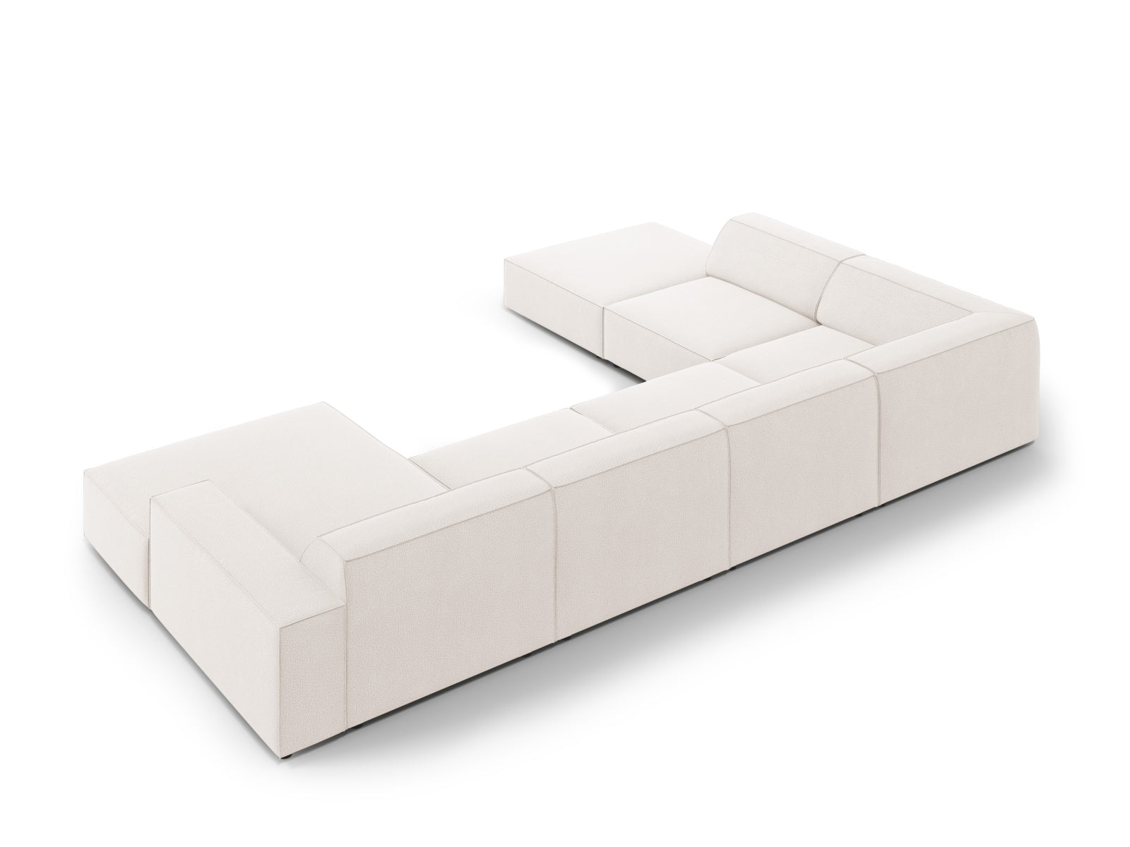 Beige modulares Ecksofa Jodie, linksseitig, für 7 Personen, elegantes Design und optimaler Komfort für Ihr Wohnzimmer.