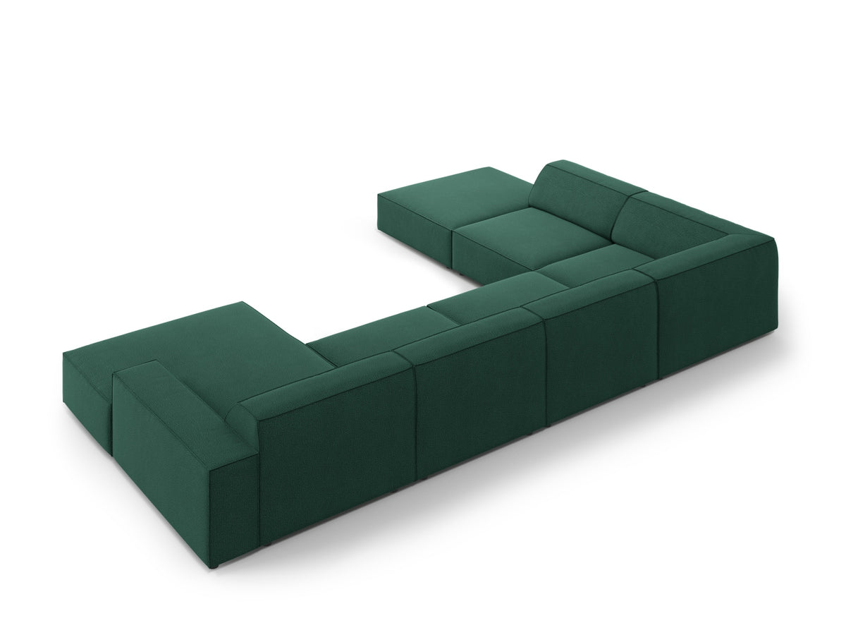 Jodie Modulares Panoramic Ecksofa links 7 Sitzer in Green-Megan präsentiert im Onlineshop von KAQTU Design AG. Ecksofa links ist von Micadoni