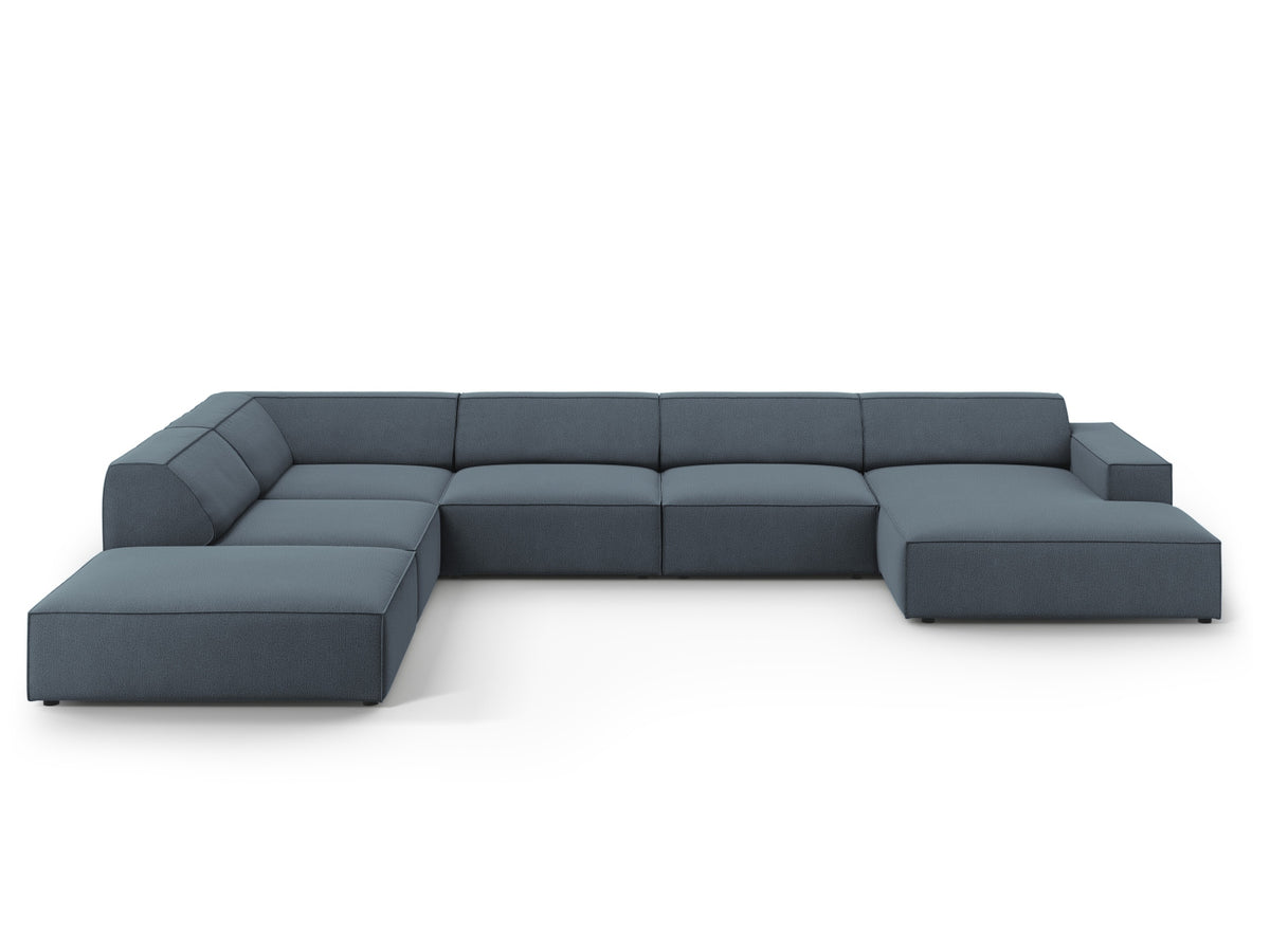 Jodie Modulares Panoramic Ecksofa links 7 Sitzer in Blue-Megan präsentiert im Onlineshop von KAQTU Design AG. Ecksofa links ist von Micadoni