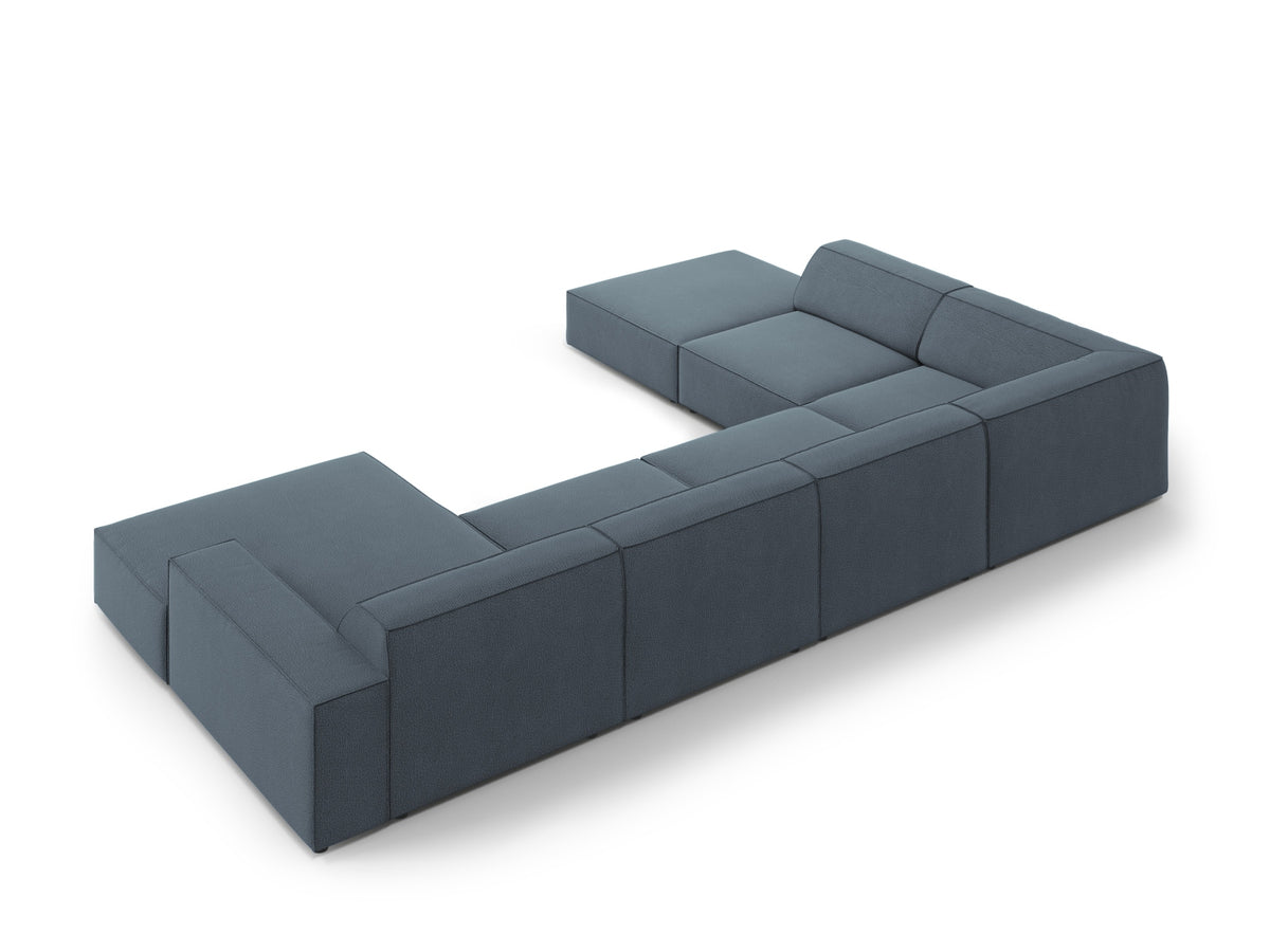 Jodie Modulares Panoramic Ecksofa links 7 Sitzer in Blue-Megan präsentiert im Onlineshop von KAQTU Design AG. Ecksofa links ist von Micadoni