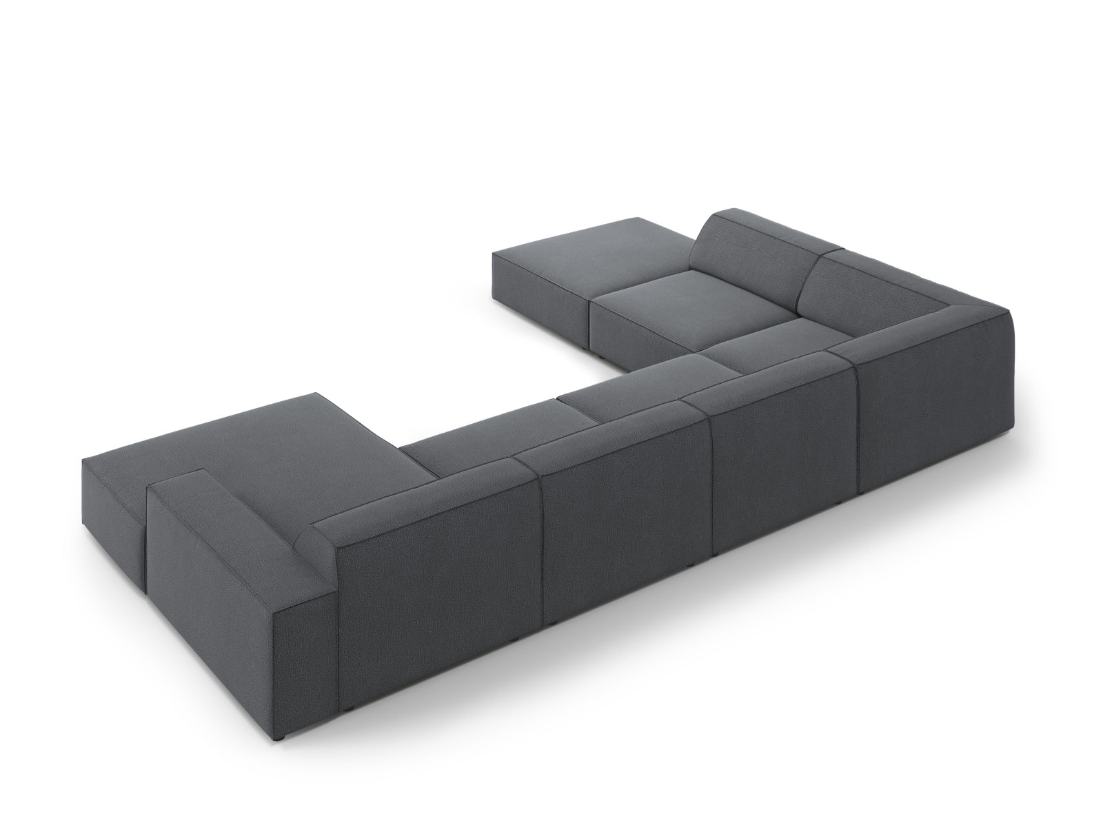 Modernes, modulares 7-Sitzer Ecksofa Jodie in Dunkelgrau, ideal für gemütliche Wohnräume, vereint Stil und Funktionalität.