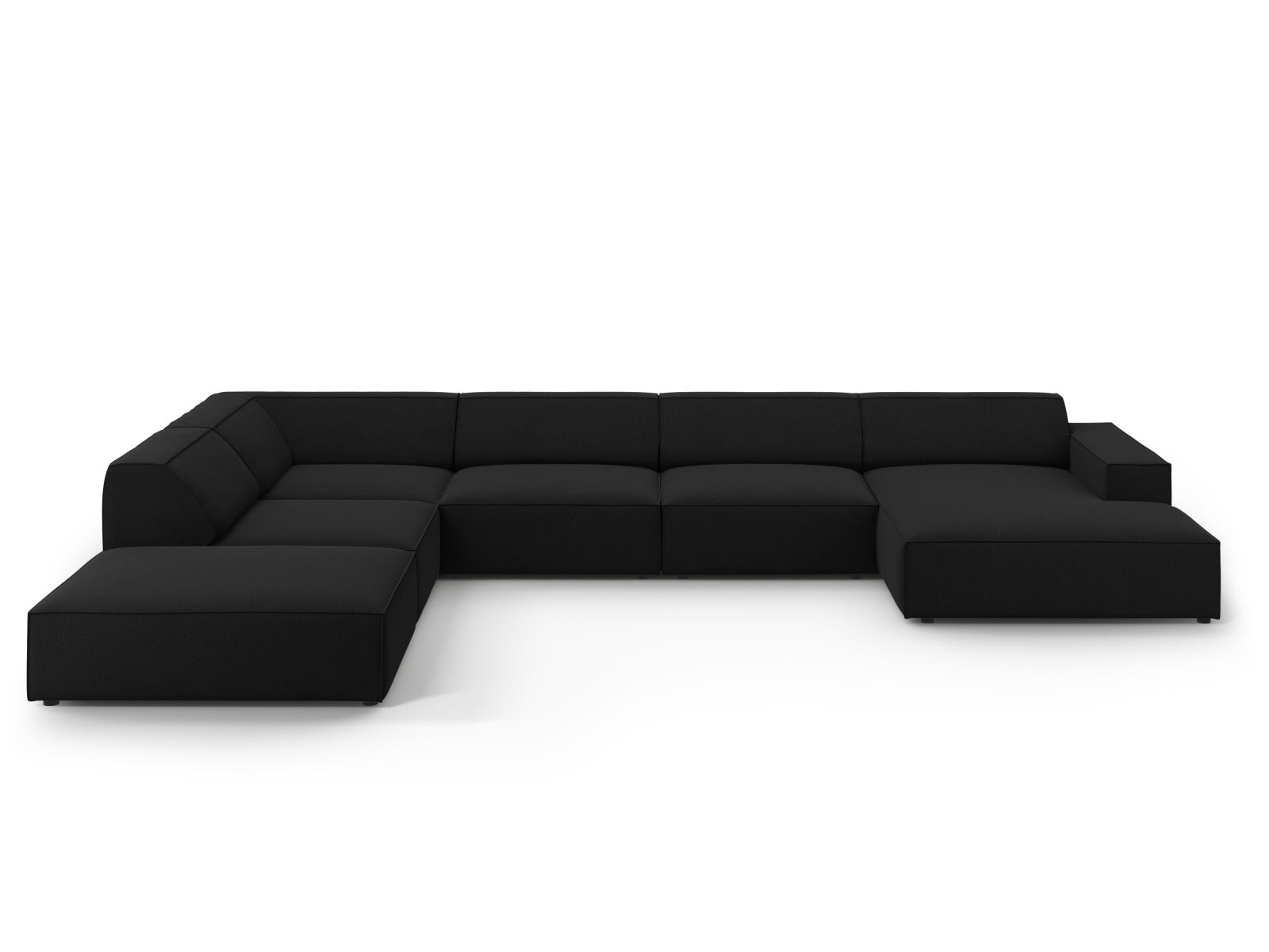 Jodie Modulares Panoramic Ecksofa links 7 Sitzer in Black-Megan präsentiert im Onlineshop von KAQTU Design AG. Ecksofa links ist von Micadoni