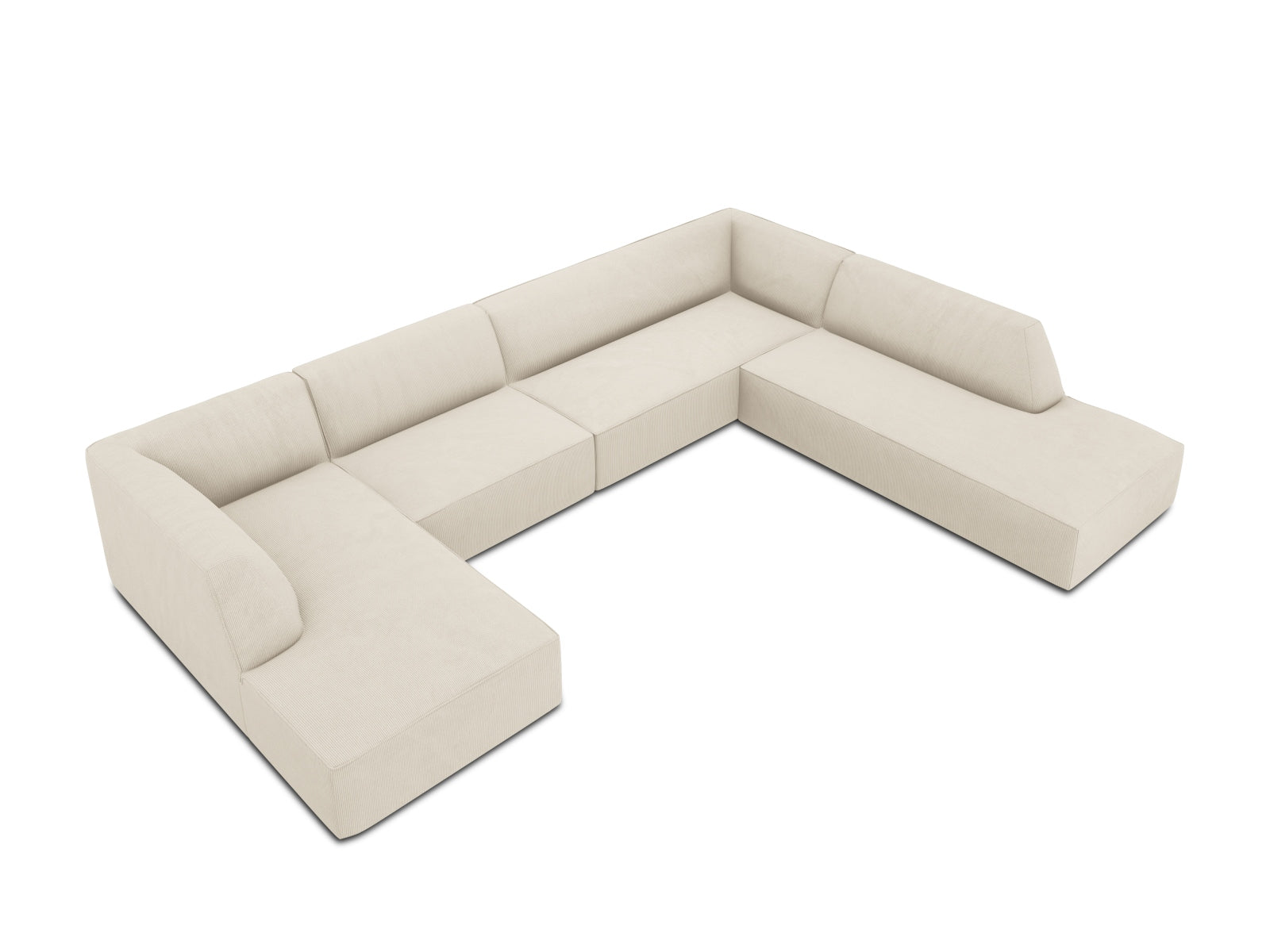 Erleben Sie das Ruby Panoramic Ecksofa rechts 7 Sitzer von Micadoni – ein elegantes, komfortables Sofa für gesellige Abende und entspannte Stunden.