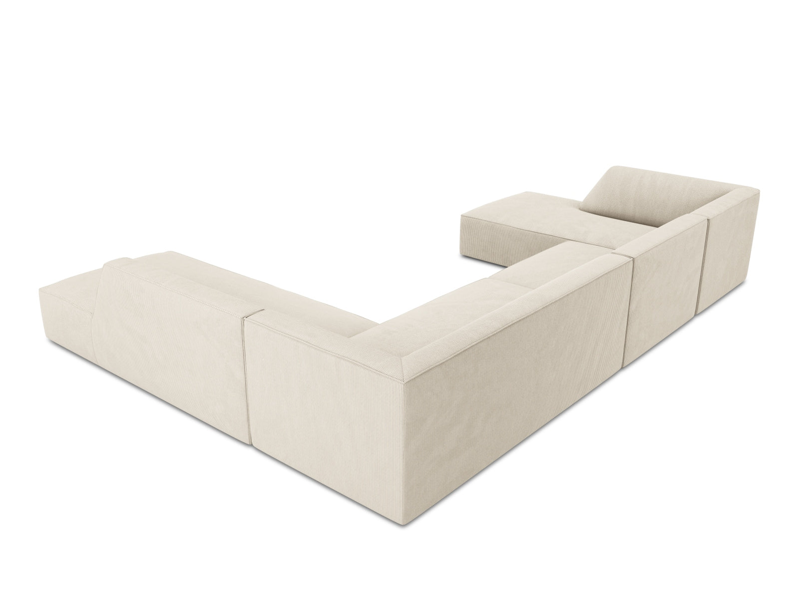 Elegantes Ruby Panoramic Ecksofa rechts in sanftem Beige, ideal für komfortable Sitzgelegenheiten und einladende Wohnräume.