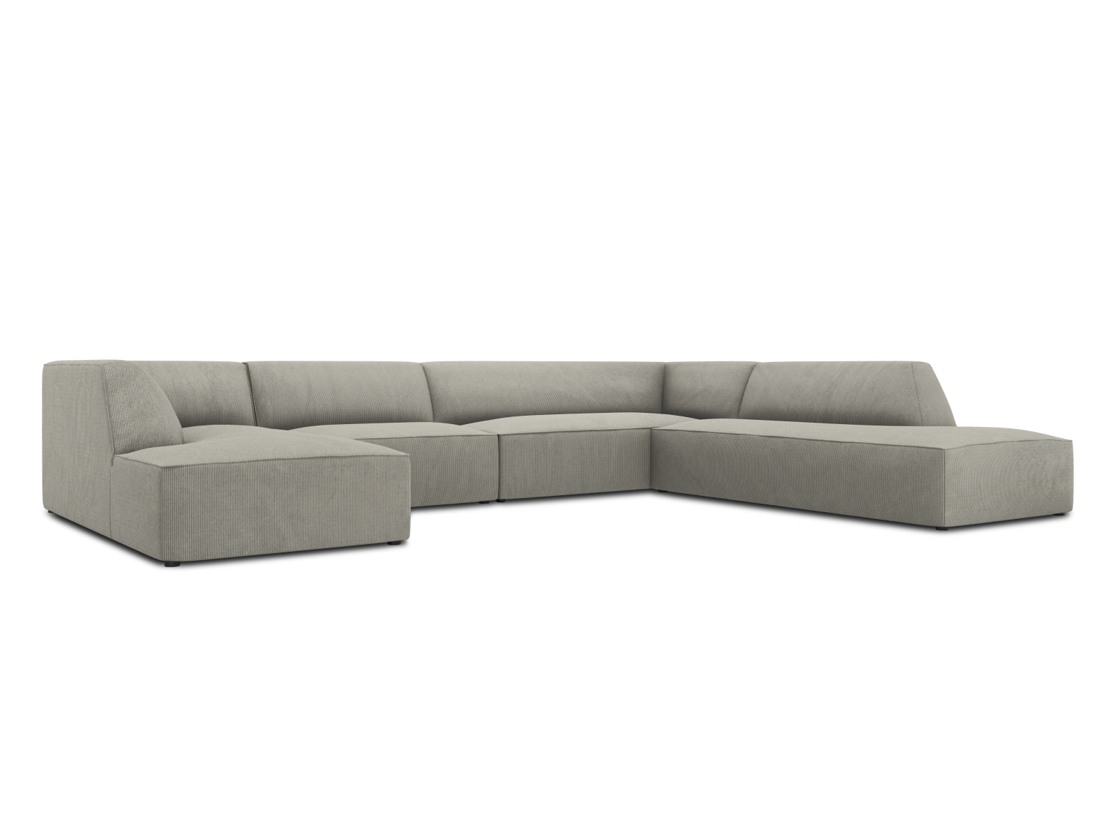 Modernes Ruby Panoramic Ecksofa rechts, 7 Sitzer in hellem Grau, ideal für gemütliche Abende und stilvolle Wohnräume.