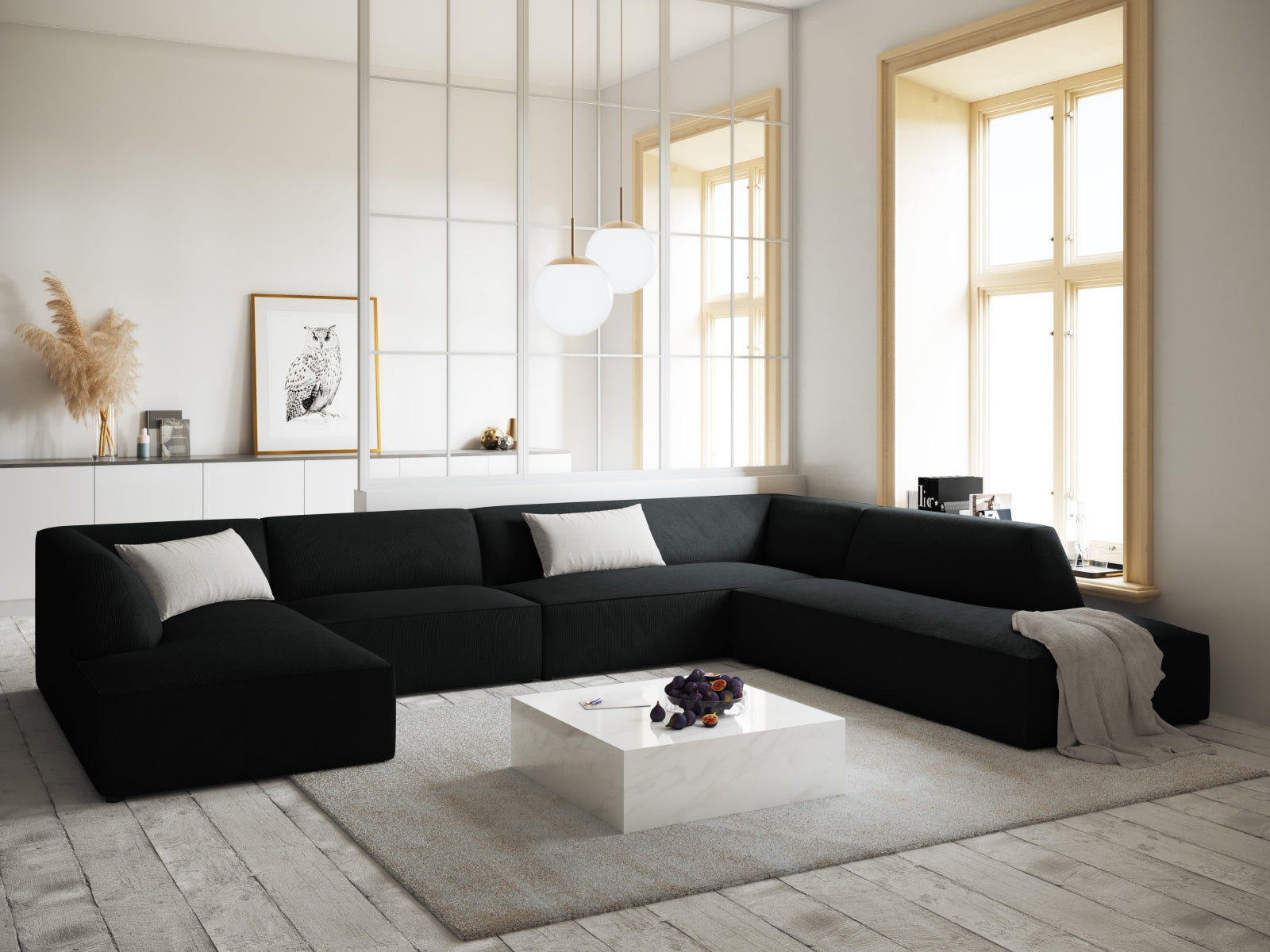 Entdecken Sie das stilvolle Ruby Panoramic Ecksofa rechts 7 Sitzer von Micadoni – ideal für Komfort und gesellige Abende in Ihrem Wohnzimmer.