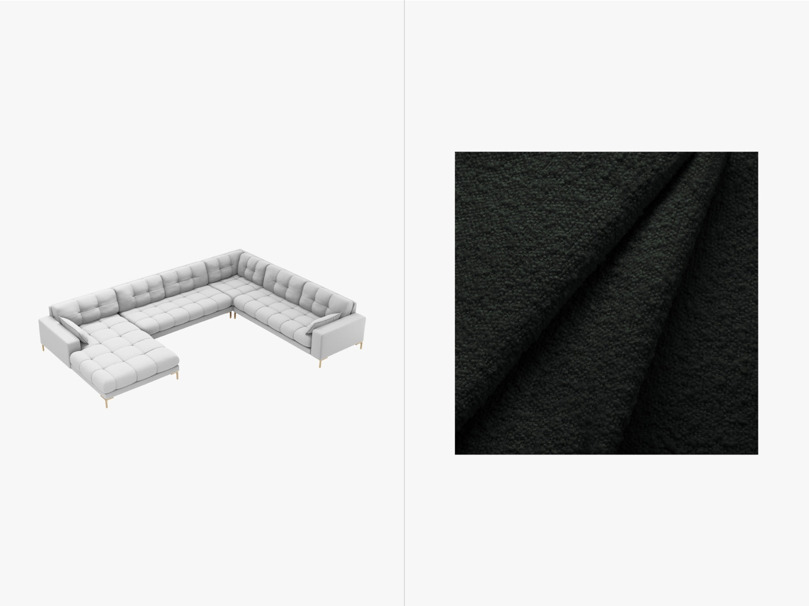 Mamaia Panoramic Ecksofa rechts 7 Sitzer in Black/Gold präsentiert im Onlineshop von KAQTU Design AG. Ecksofa rechts ist von Micadoni