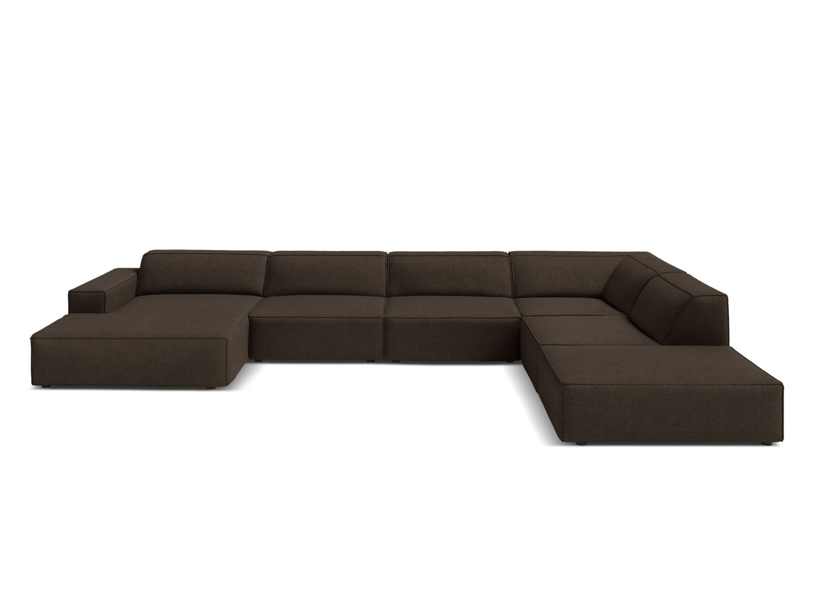 Jodie Boucle modulares Panoramic Ecksofa rechts 7 Sitzer in Brown-Baloo präsentiert im Onlineshop von KAQTU Design AG. Ecksofa rechts ist von Micadoni