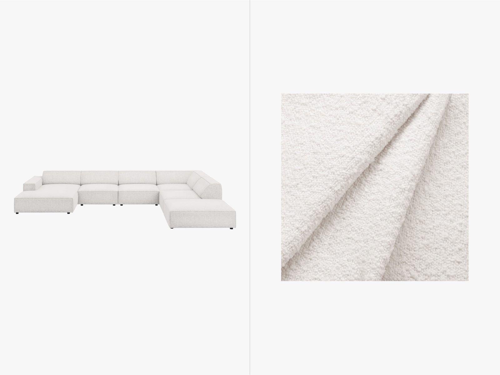 Jodie Boucle modulares Panoramic Ecksofa rechts 7 Sitzer in White-Baloo präsentiert im Onlineshop von KAQTU Design AG. Ecksofa rechts ist von Micadoni