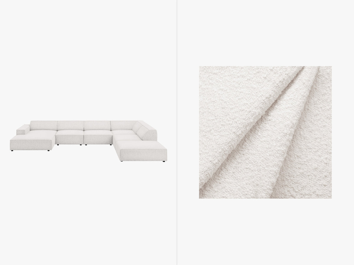 Jodie Boucle modulares Panoramic Ecksofa rechts 7 Sitzer in White-Baloo präsentiert im Onlineshop von KAQTU Design AG. Ecksofa rechts ist von Micadoni