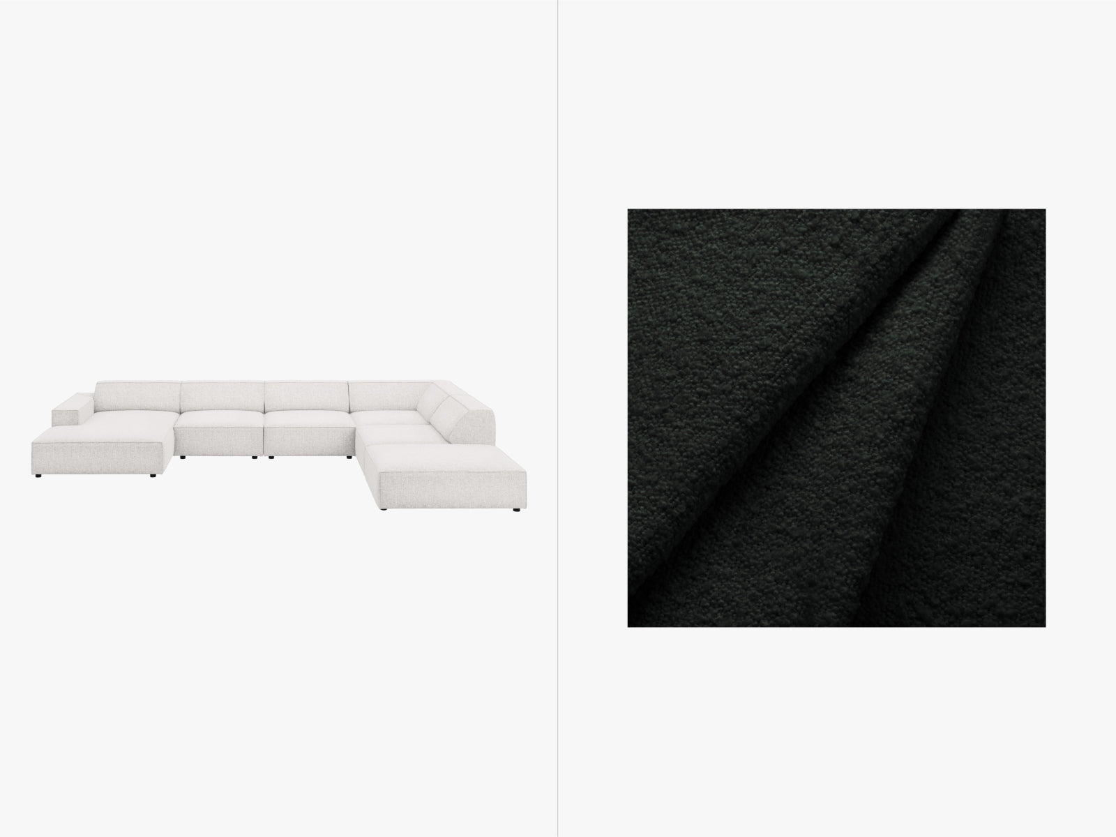 Erleben Sie das Jodie Boucle 7 Sitzer Ecksofa von Micadoni – ein modulares Design, das Stil und Komfort in Ihr Zuhause bringt!