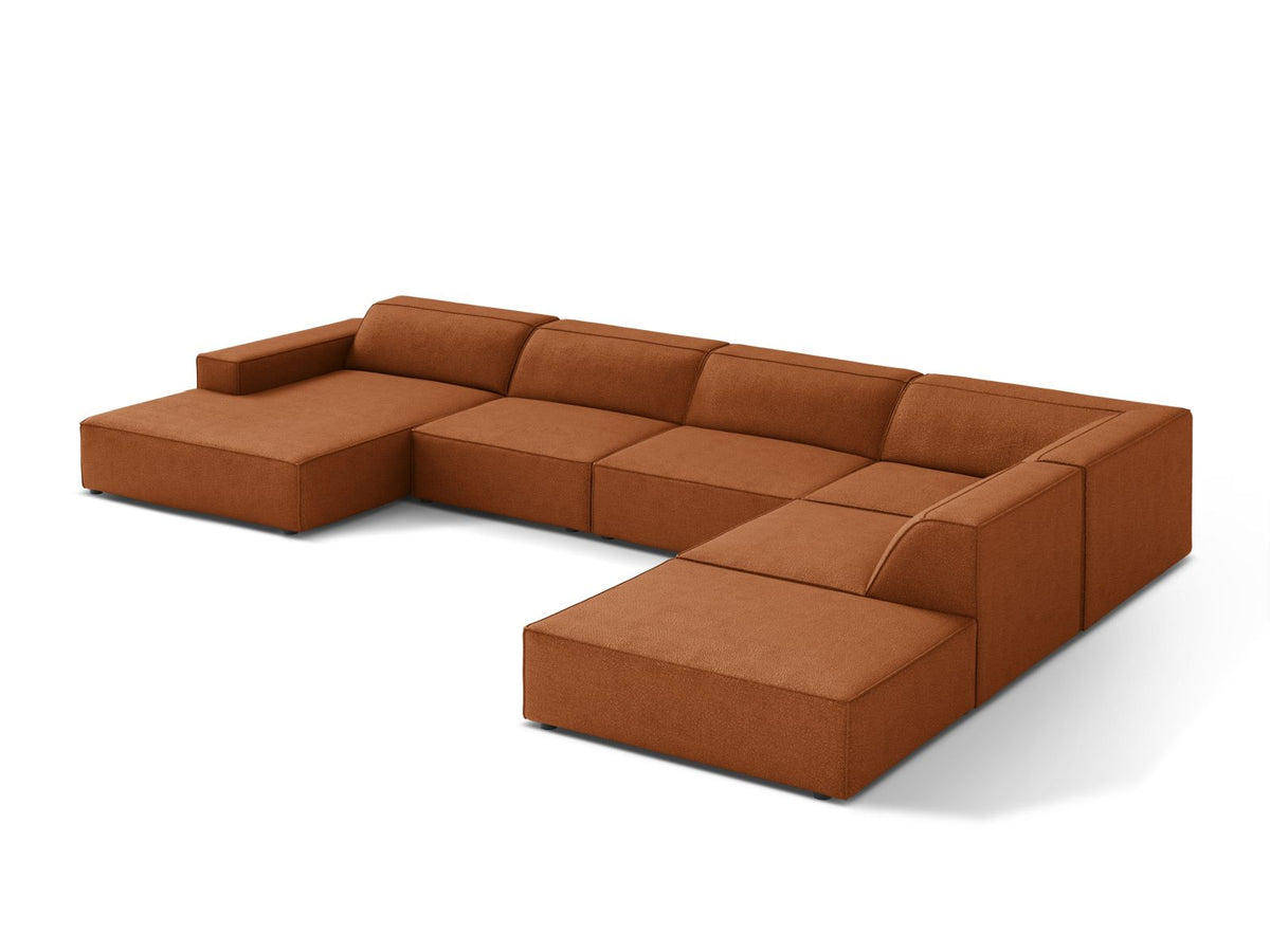 Jodie Boucle modulares Panoramic Ecksofa rechts 7 Sitzer in Terracotta-Baloo präsentiert im Onlineshop von KAQTU Design AG. Ecksofa rechts ist von Micadoni