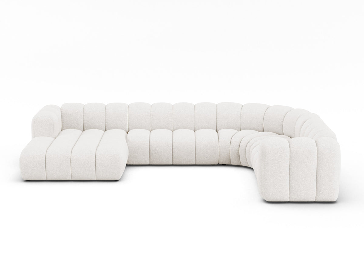 Lupine Boucle Modular Panoramic Ecksofa rechts 6 Sitzer in White-Baloo präsentiert im Onlineshop von KAQTU Design AG. Ecksofa rechts ist von Micadoni