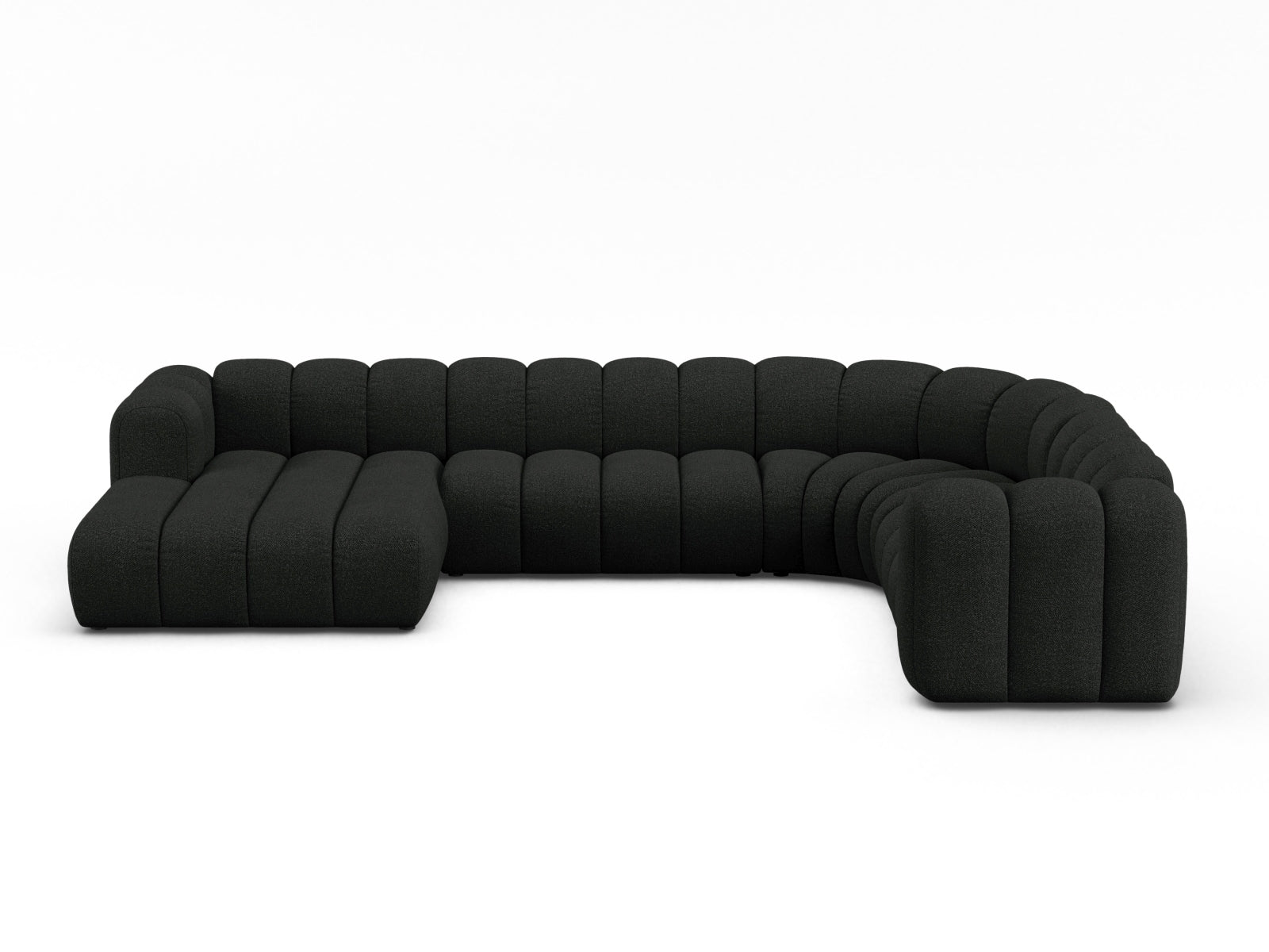 Lupine Boucle Modular Panoramic Ecksofa rechts 6 Sitzer in Black-Baloo präsentiert im Onlineshop von KAQTU Design AG. Ecksofa rechts ist von Micadoni