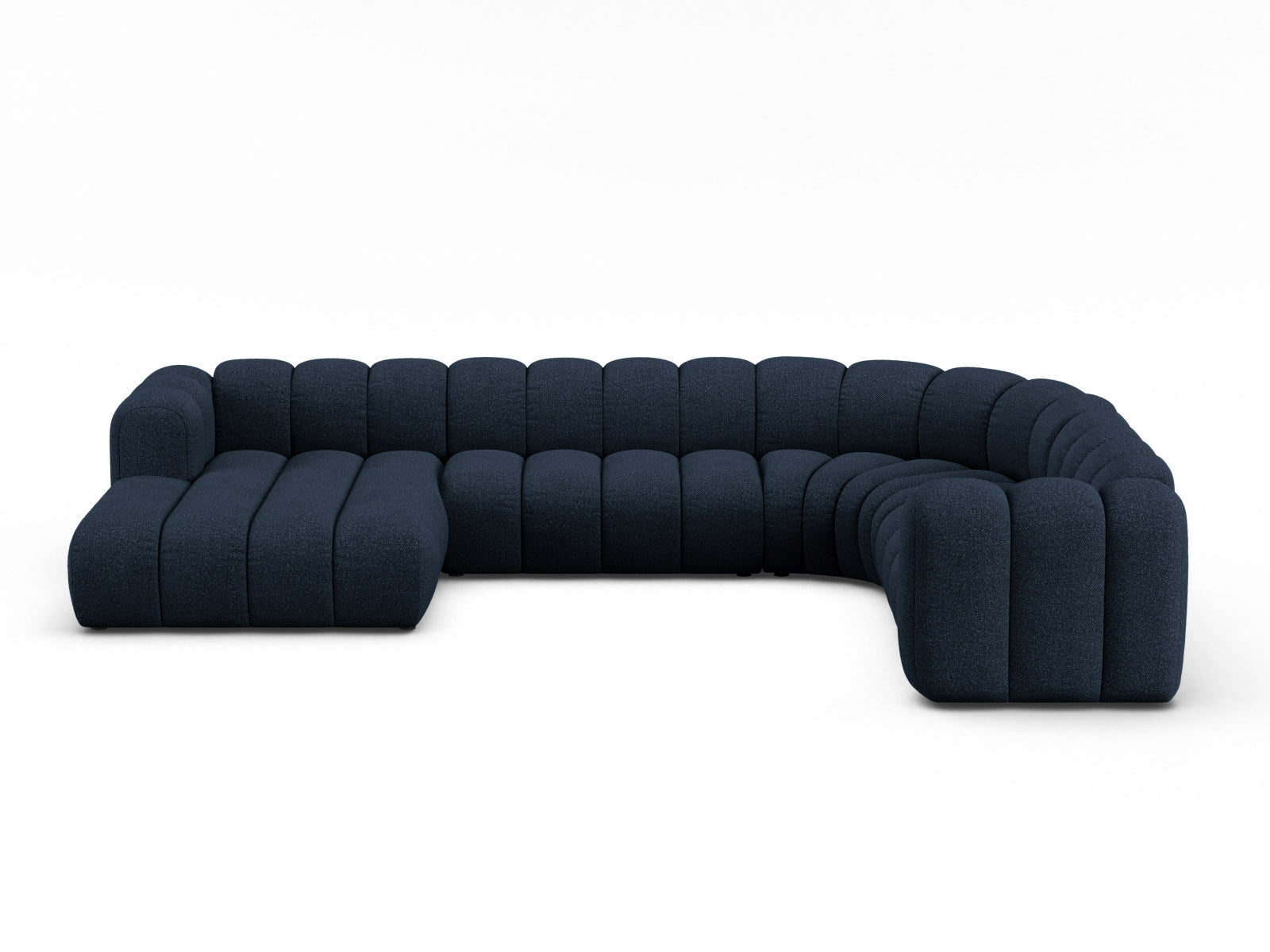 Lupine Boucle Modular Panoramic Ecksofa rechts 6 Sitzer in Dark Blue präsentiert im Onlineshop von KAQTU Design AG. Ecksofa rechts ist von Micadoni