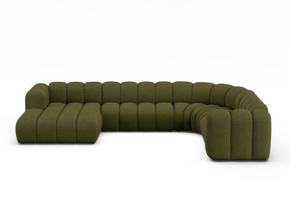 Lupine Boucle Modular Panoramic Ecksofa rechts 6 Sitzer in Dark Olive Green-Baloo präsentiert im Onlineshop von KAQTU Design AG. Ecksofa rechts ist von Micadoni