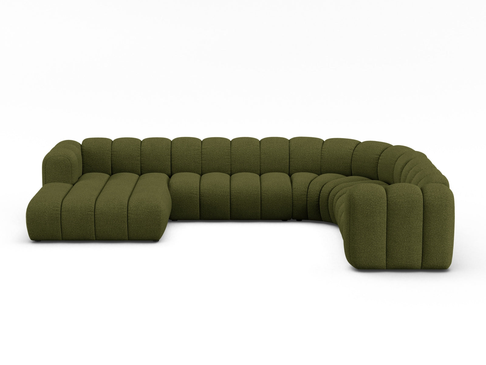 Lupine Boucle Modular Panoramic Ecksofa rechts 6 Sitzer in Dark Olive Green-Baloo präsentiert im Onlineshop von KAQTU Design AG. Ecksofa rechts ist von Micadoni