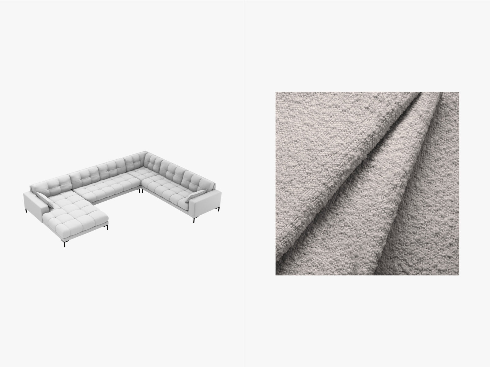 Mamaia Panoramic Ecksofa rechts 7 Sitzer in Light Grey/Schwarz-Baloo präsentiert im Onlineshop von KAQTU Design AG. Ecksofa rechts ist von Micadoni