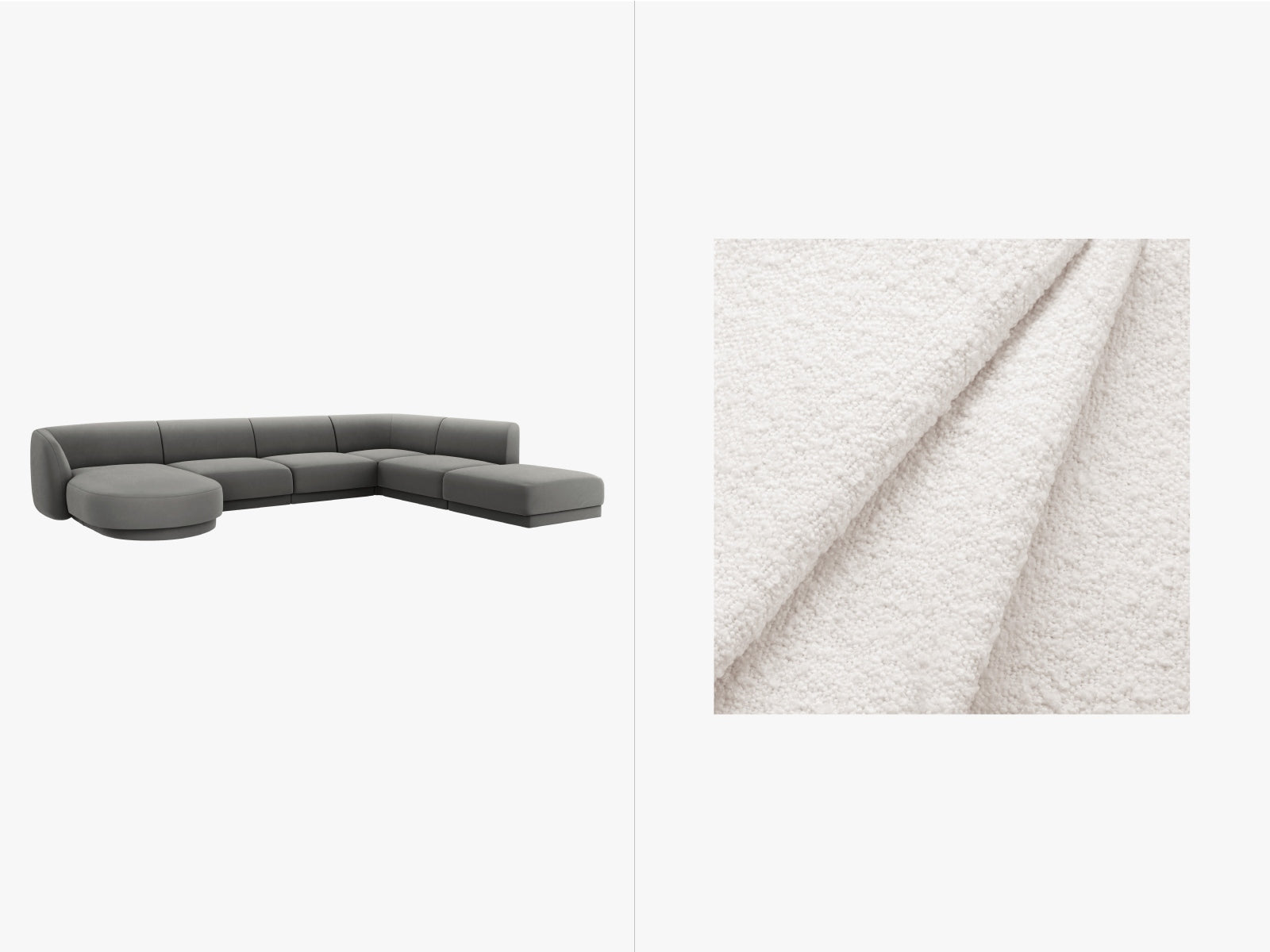 Miley Panoramic Ecksofa rechts 6 Sitzer in White-Baloo präsentiert im Onlineshop von KAQTU Design AG. Ecksofa rechts ist von Micadoni