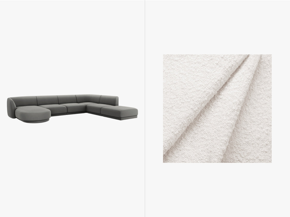 Miley Panoramic Ecksofa rechts 6 Sitzer in White-Baloo präsentiert im Onlineshop von KAQTU Design AG. Ecksofa rechts ist von Micadoni