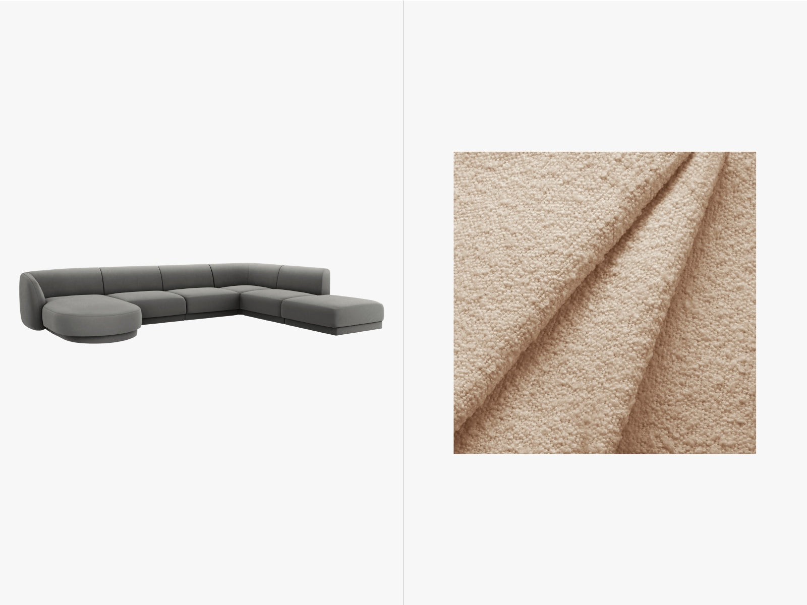 Miley Panoramic Ecksofa rechts 6 Sitzer in Beige präsentiert im Onlineshop von KAQTU Design AG. Ecksofa rechts ist von Micadoni