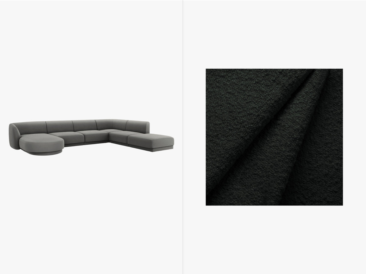 Miley Panoramic Ecksofa rechts 6 Sitzer in Black-Baloo präsentiert im Onlineshop von KAQTU Design AG. Ecksofa rechts ist von Micadoni
