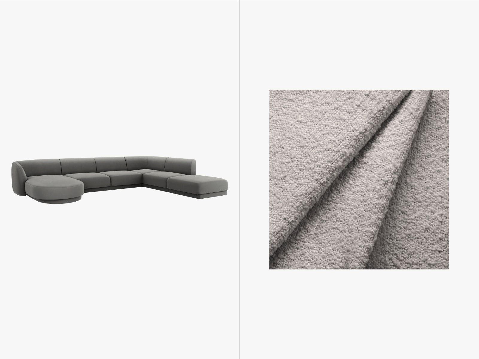 Miley Panoramic Ecksofa rechts 6 Sitzer in Light Grey-Baloo präsentiert im Onlineshop von KAQTU Design AG. Ecksofa rechts ist von Micadoni