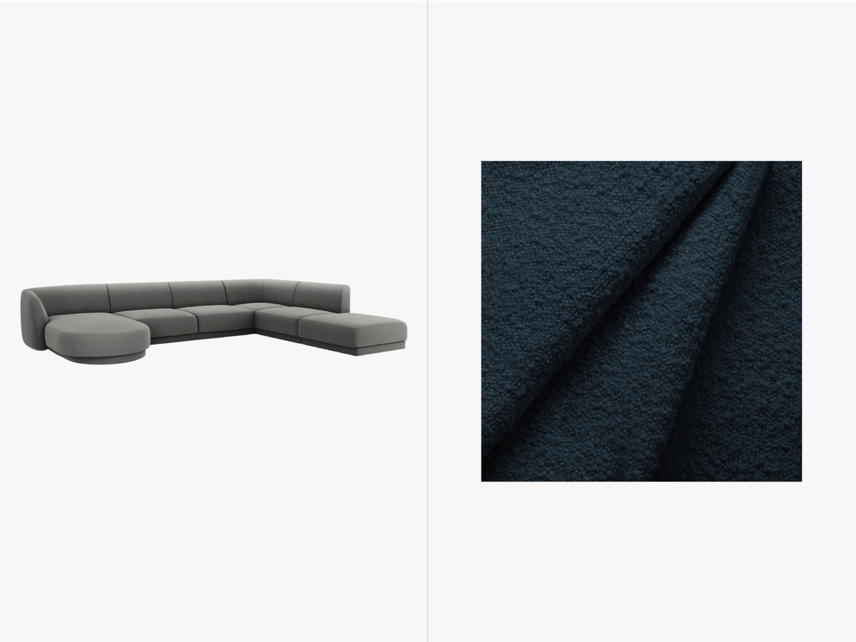 Miley Panoramic Ecksofa rechts 6 Sitzer in Dark Blue-Baloo präsentiert im Onlineshop von KAQTU Design AG. Ecksofa rechts ist von Micadoni