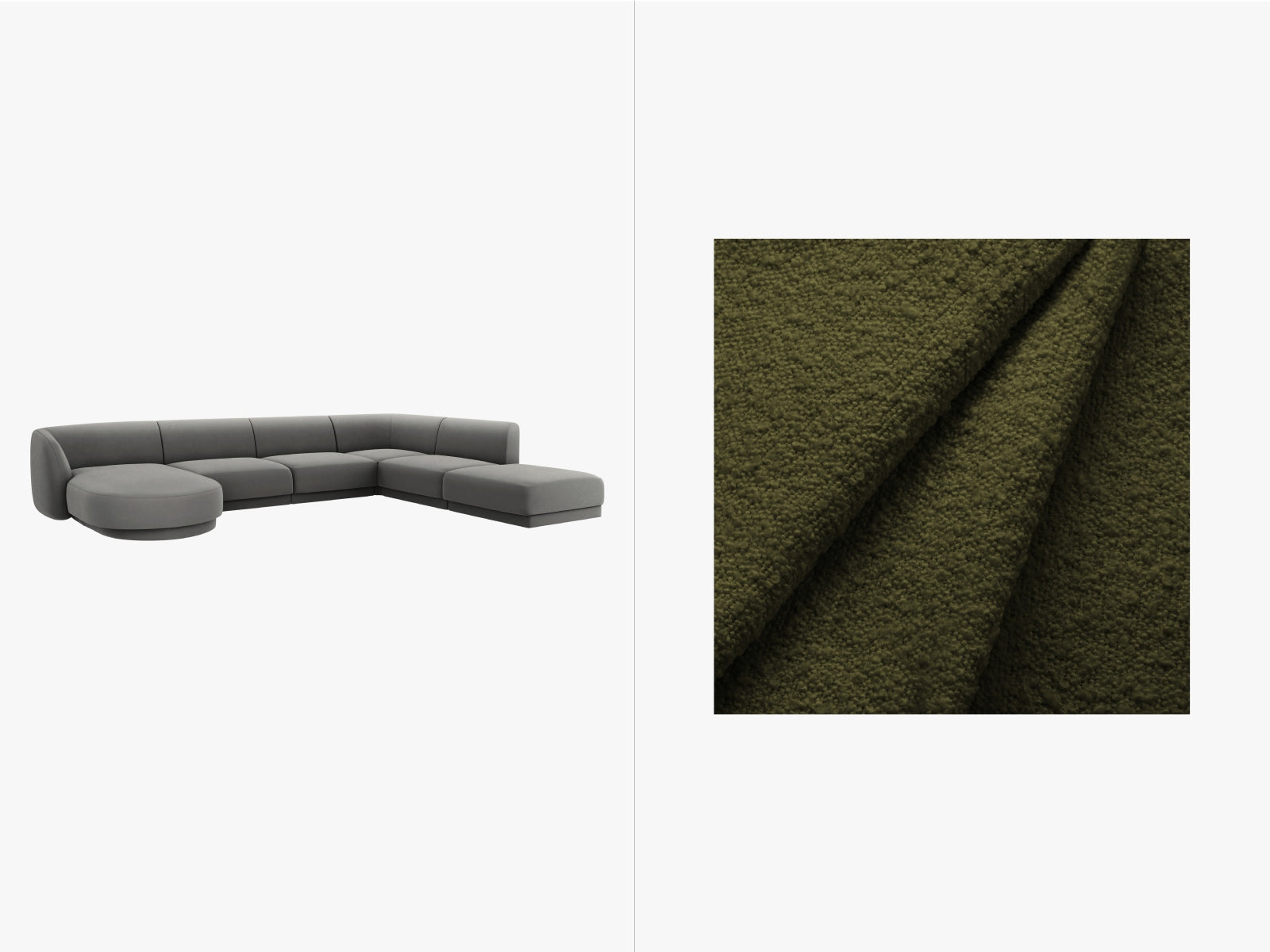 Miley Panoramic Ecksofa rechts 6 Sitzer in Dark Olive Green präsentiert im Onlineshop von KAQTU Design AG. Ecksofa rechts ist von Micadoni
