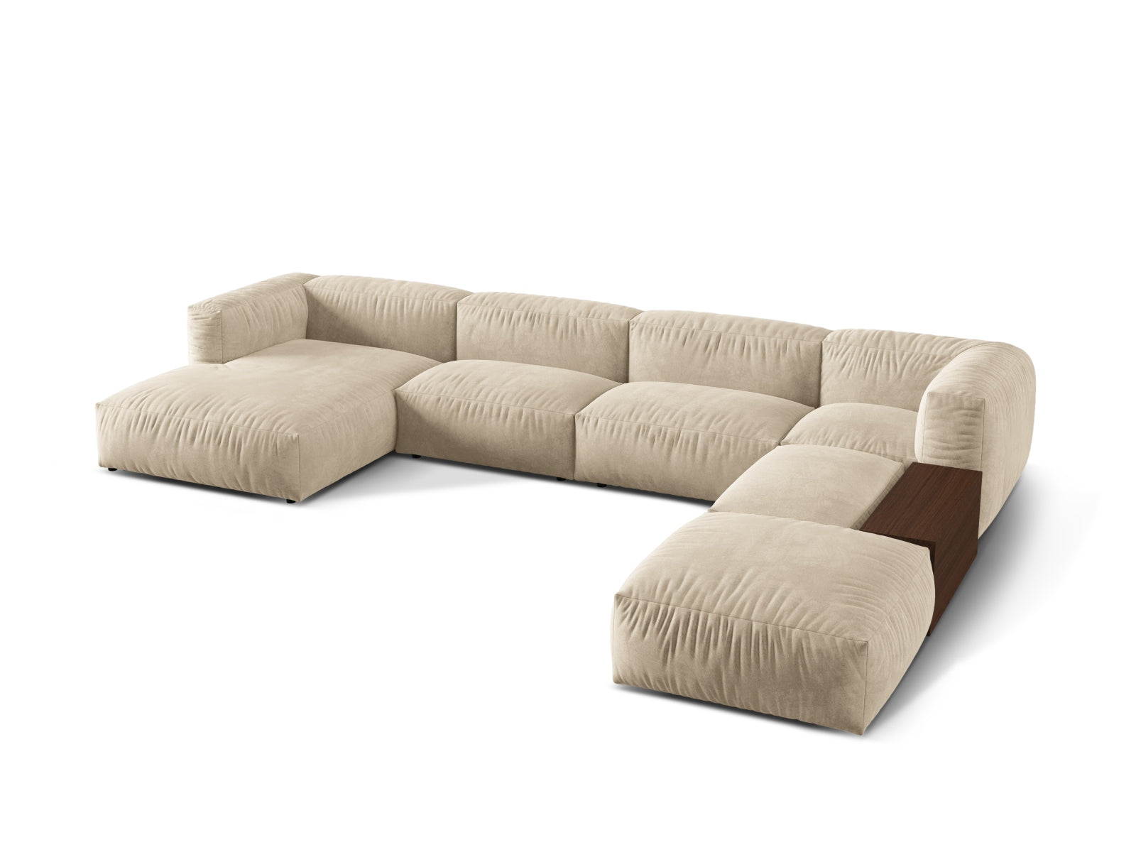 Elegantes, beiges Ecksofa von Micadoni, modular und vielseitig, ideal für stilvolle Wohnräume und gesellige Abende.