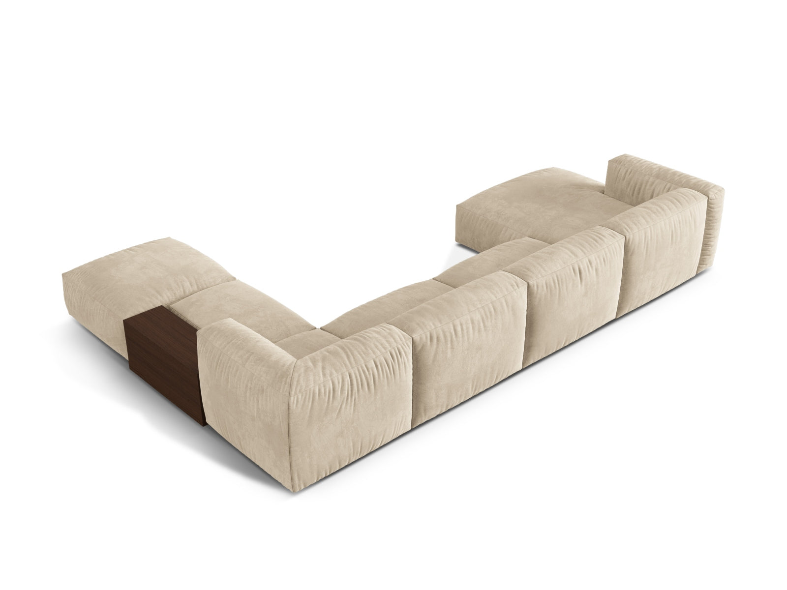 Beiges, modulares Ecksofa von Micadoni, 5-Sitzer, rechtsseitig, perfekt für moderne Wohnzimmer und entspannte Zusammenkünfte.