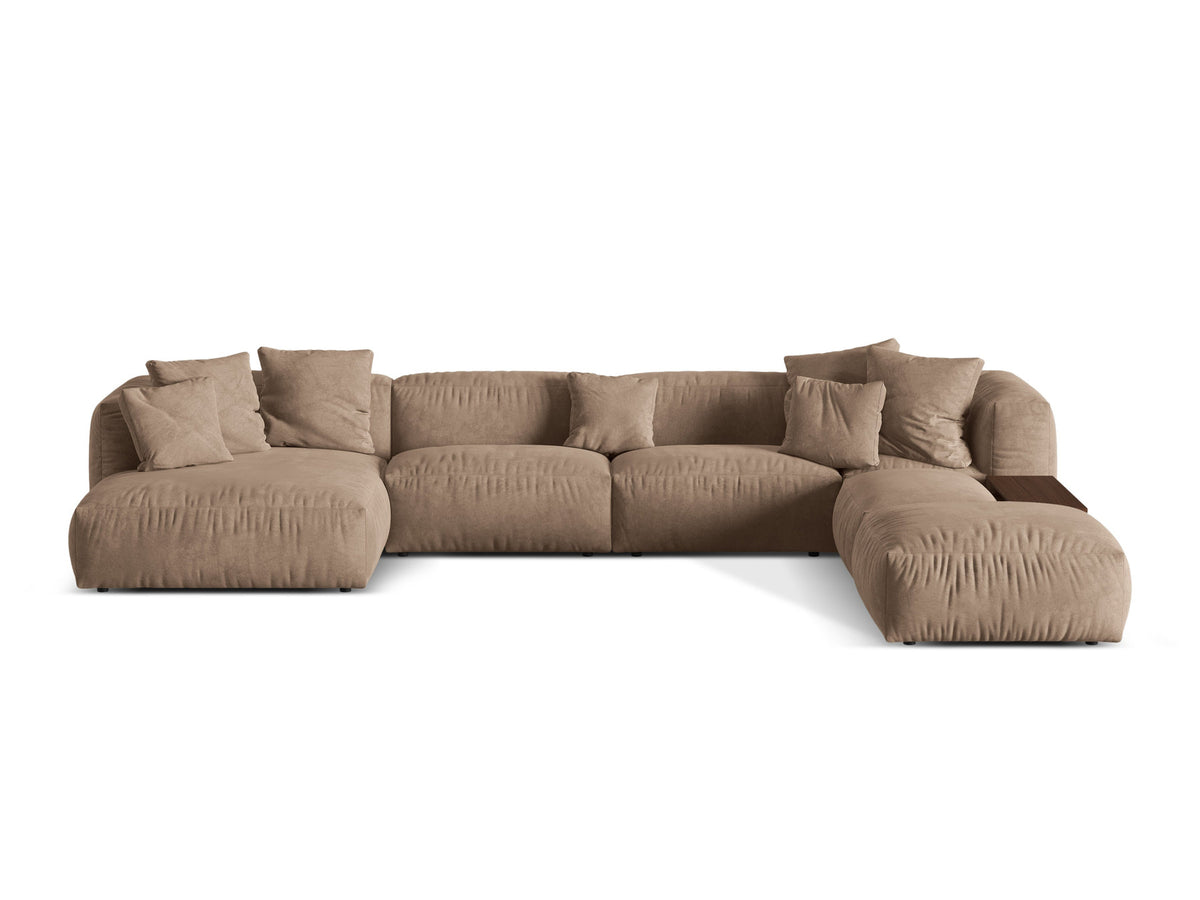 Martina Modulares Panoramic Ecksofa rechts 5 Sitzer in Dark Beige-Vogue präsentiert im Onlineshop von KAQTU Design AG. Ecksofa ist von Micadoni