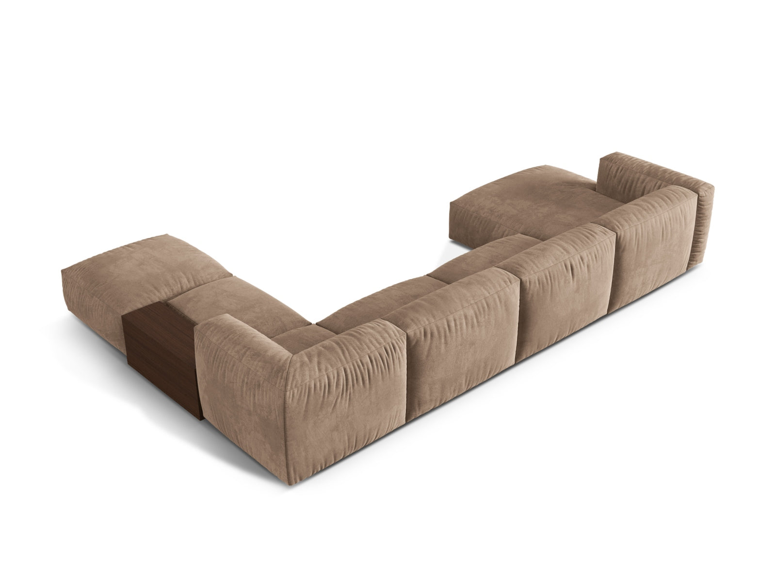 Modernes Martina Panoramic Ecksofa in Dunkelbeige, 5-Sitzer, perfekt für gemütliche Ecken und stilvolle Einrichtungsideen.