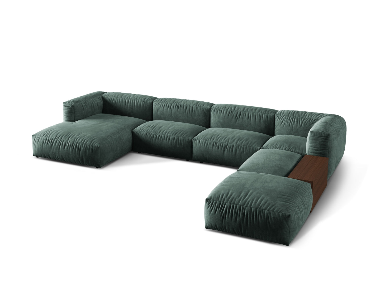 Elegantes, modulares Ecksofa in Petrol-Vogue, ideal für stilvolle Wohnräume. Komfortables 5-Sitzer-Design von Micadoni.