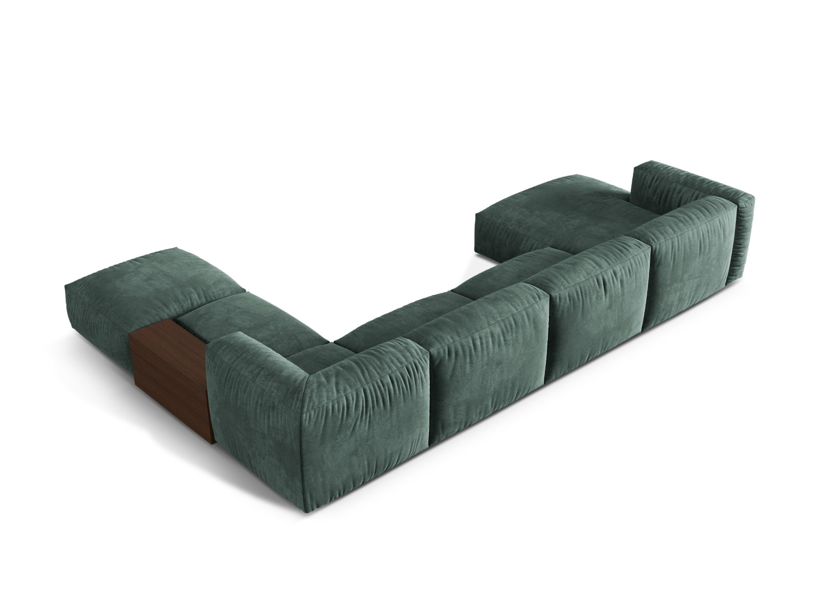 Modernes, modulares Ecksofa in Petrol-Vogue, perfekt für gemütliche Wohnzimmer. 5-Sitzer von Micadoni mit elegantem Design.