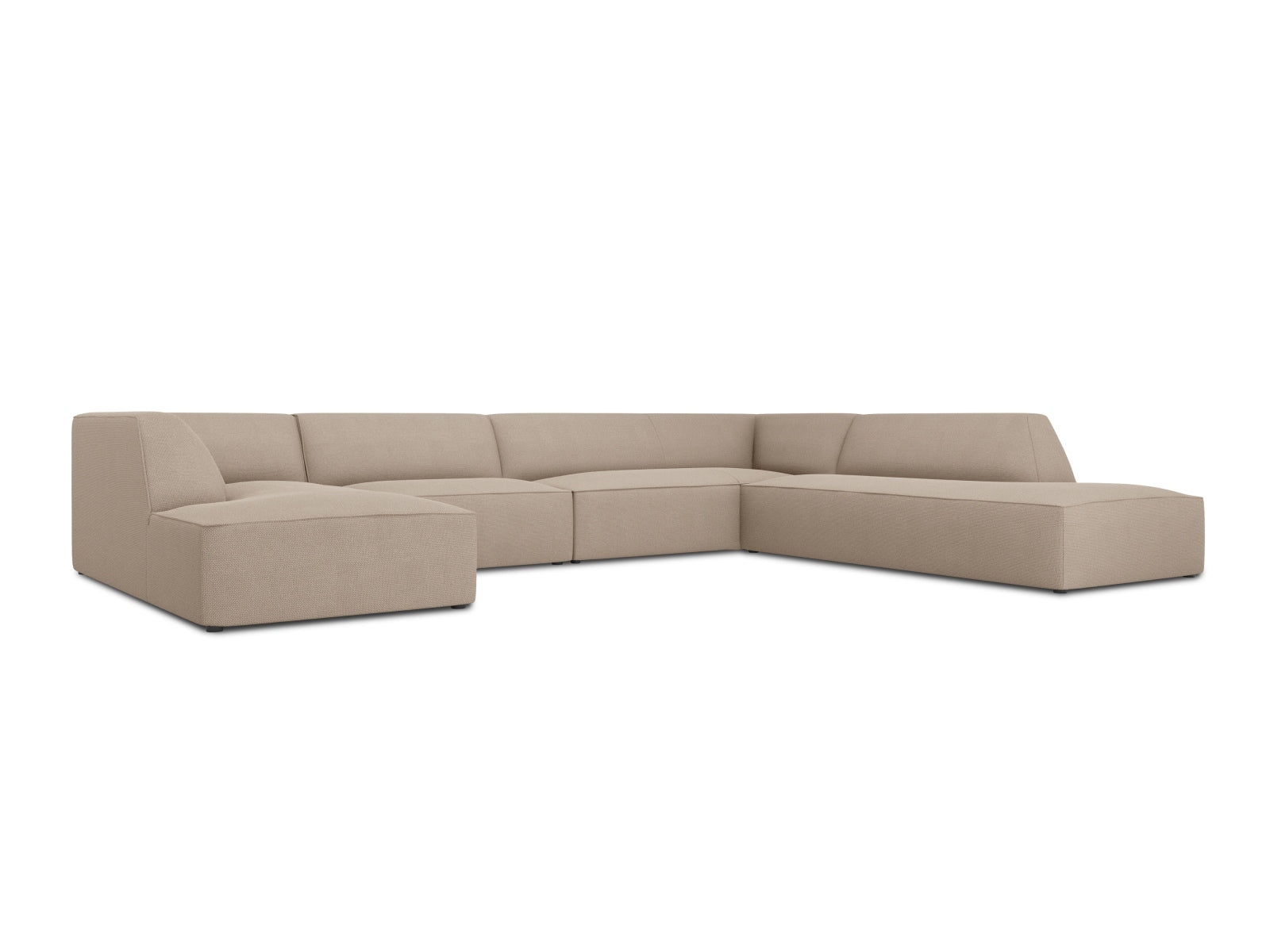 Elegantes Ruby Panoramic Ecksofa rechts, 7 Sitzer in stilvollem Dark Beige-Ottawa, ideal für moderne Wohnräume.