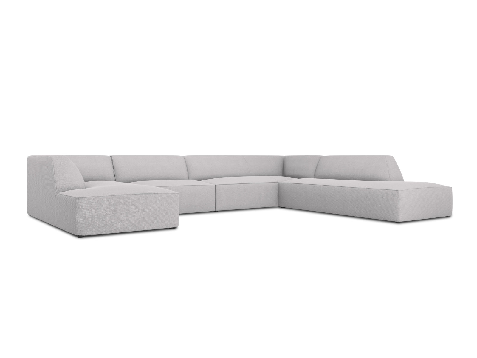 Elegantes Ruby Panoramic Ecksofa rechts, 7 Sitzer in stilvollem Light Grey-Ottawa, ideal für moderne Wohnräume.