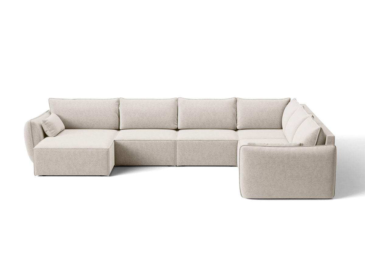 L-Sofa Kaelle Panoramasofa rechts von Micadoni, Stoffbezug, schwarze niedrige Beine