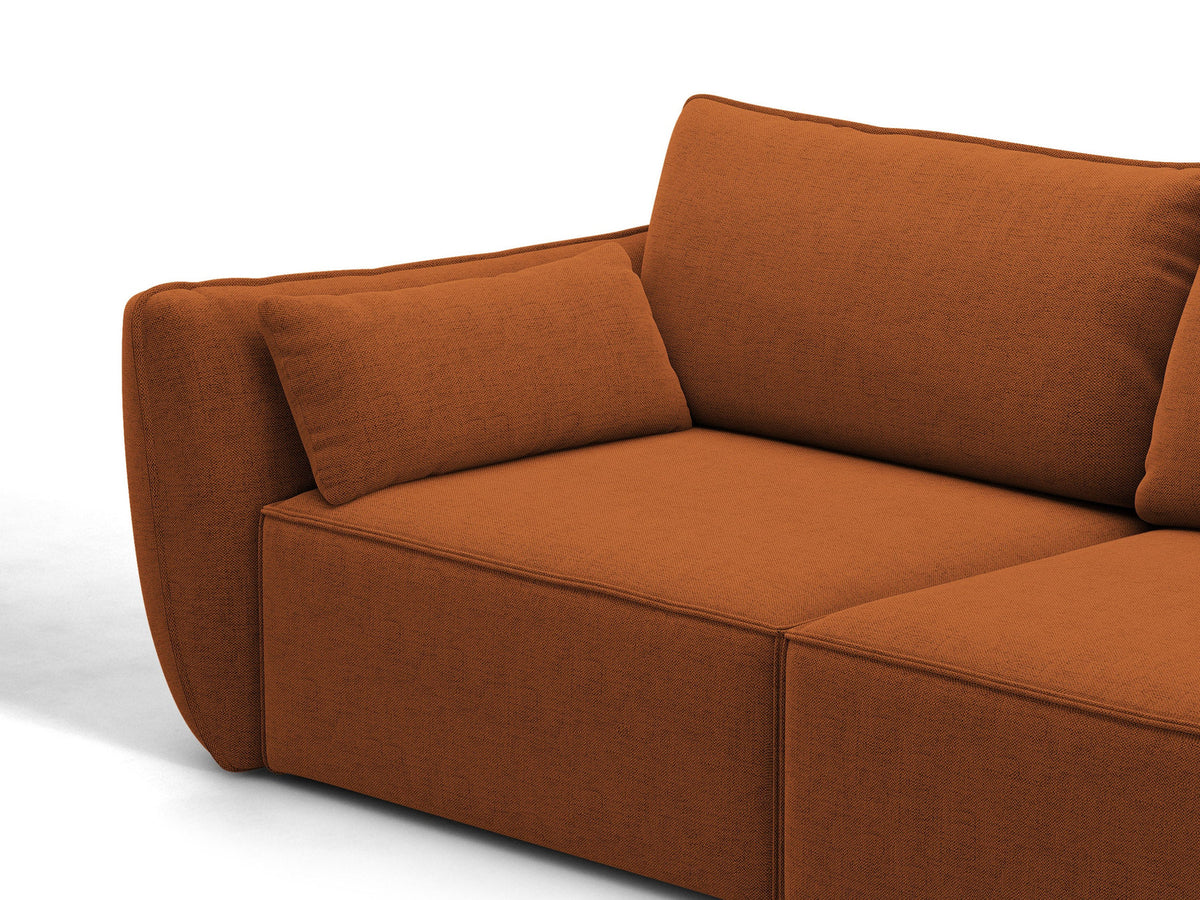 L-Sofa Kaelle Panoramasofa rechts von Micadoni, Stoffbezug, schwarze niedrige Beine
