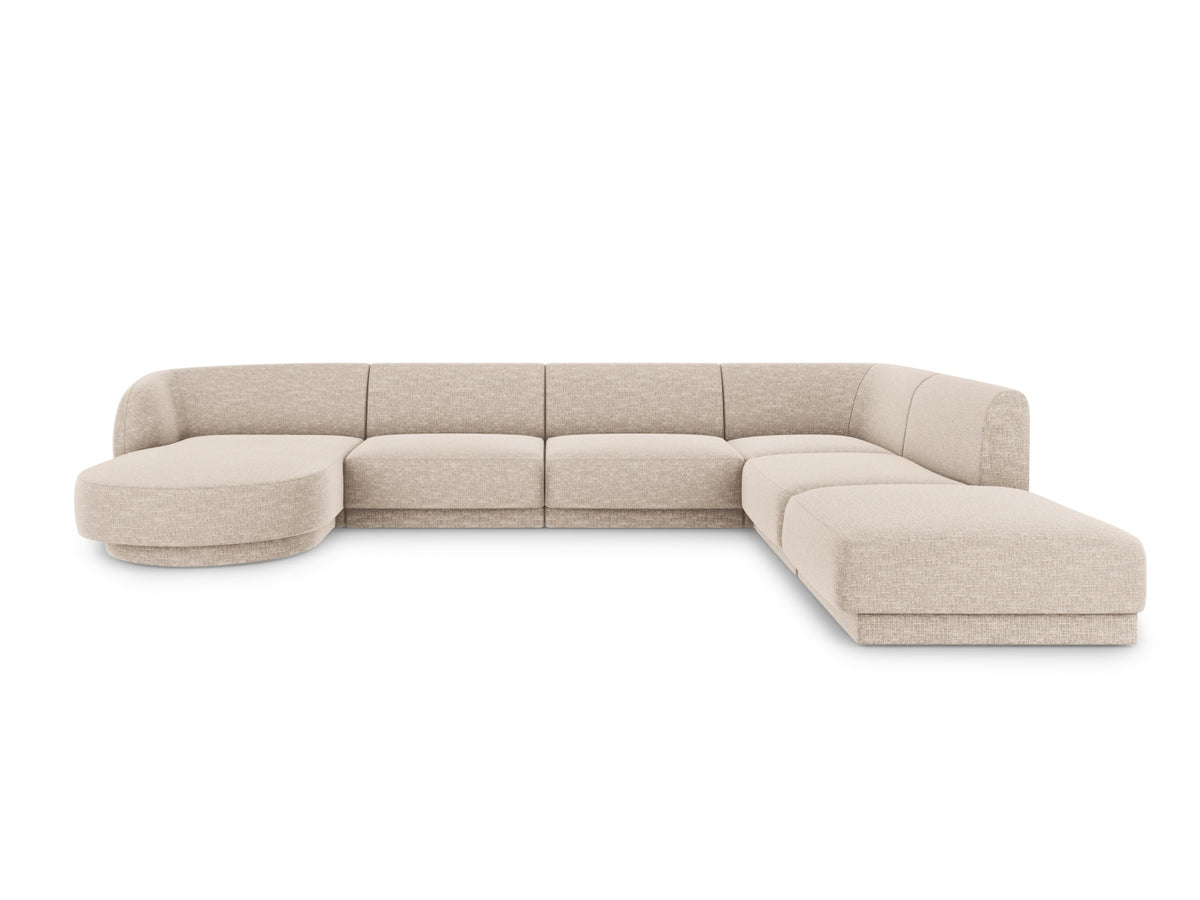 Miley Panoramic Ecksofa rechts 6 Sitzer in Beige-Haga präsentiert im Onlineshop von KAQTU Design AG. Ecksofa rechts ist von Micadoni