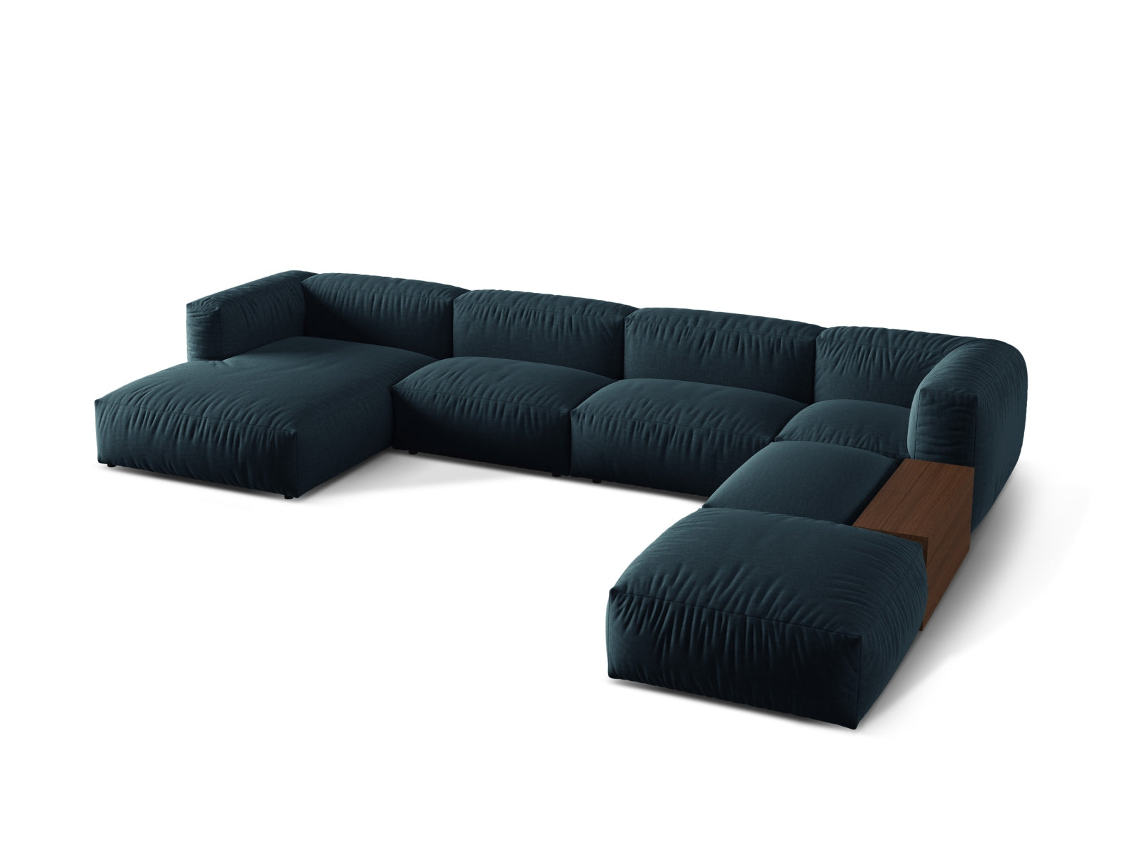 Elegantes, modulares Ecksofa Martina in Blue Jeans-Boston, ideal für stilvolle Wohnräume. Komfortables 5-Sitzer-Design von Micadoni.