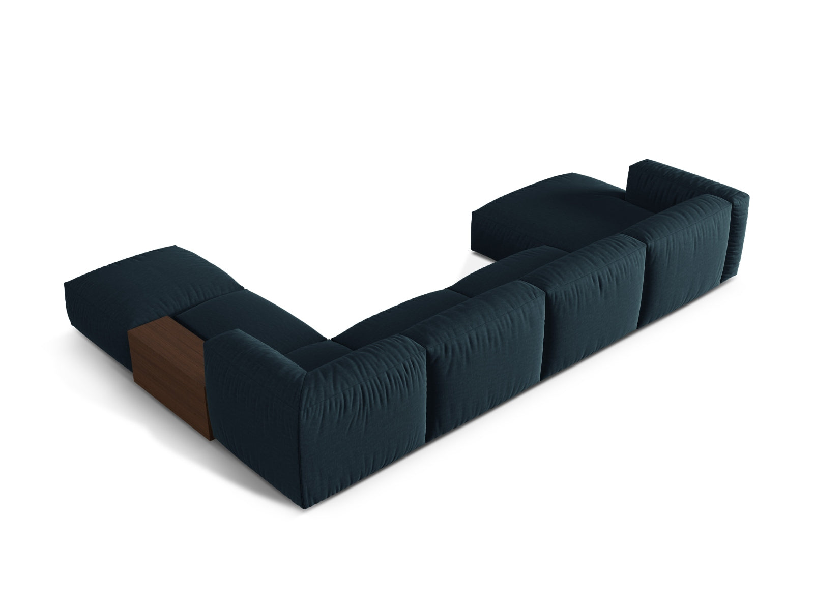 Modernes, modulares Ecksofa Martina in Blue Jeans-Boston, perfekt für gemütliche Wohnzimmer. 5-Sitzer mit elegantem Design von Micadoni.