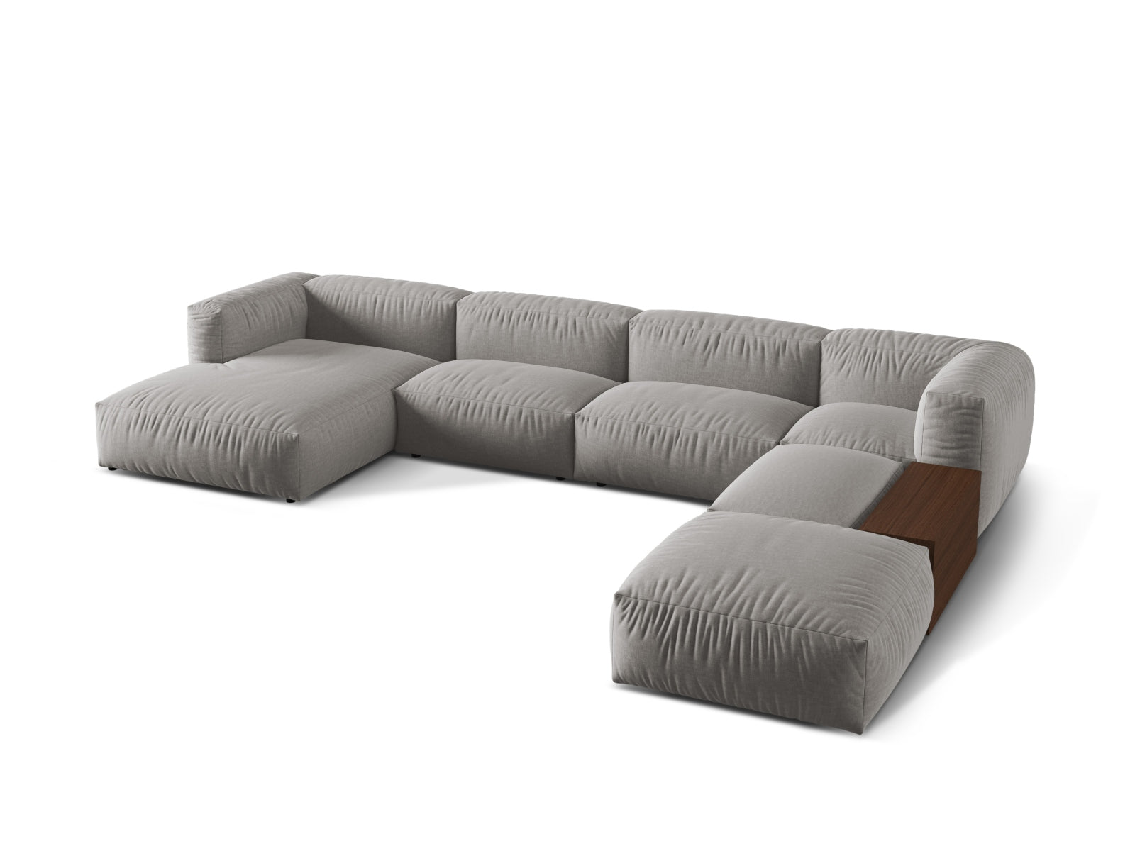 Modernes, flexibles Ecksofa Martina in sanftem Grau, perfekt für gemütliche Wohnzimmer. 5-Sitzer von Micadoni mit stilvollem Design.