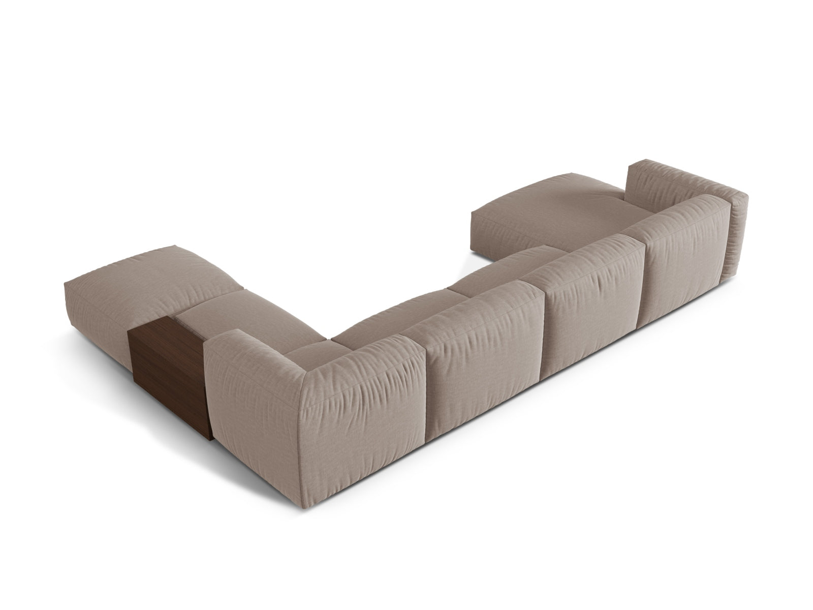 Modernes, modulares Ecksofa Martina in Dunkelbeige, 5-Sitzer, ideal für gemütliche Wohnzimmergestaltung, erhältlich bei Micadoni.