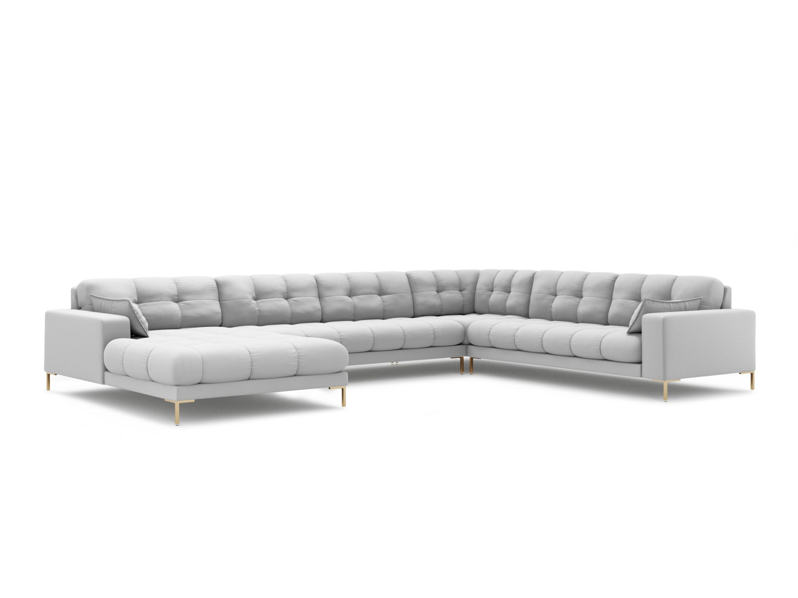 Mamaia Panoramic Ecksofa rechts 7 Sitzer in Light Grey/Gold präsentiert im Onlineshop von KAQTU Design AG. Ecksofa rechts ist von Micadoni
