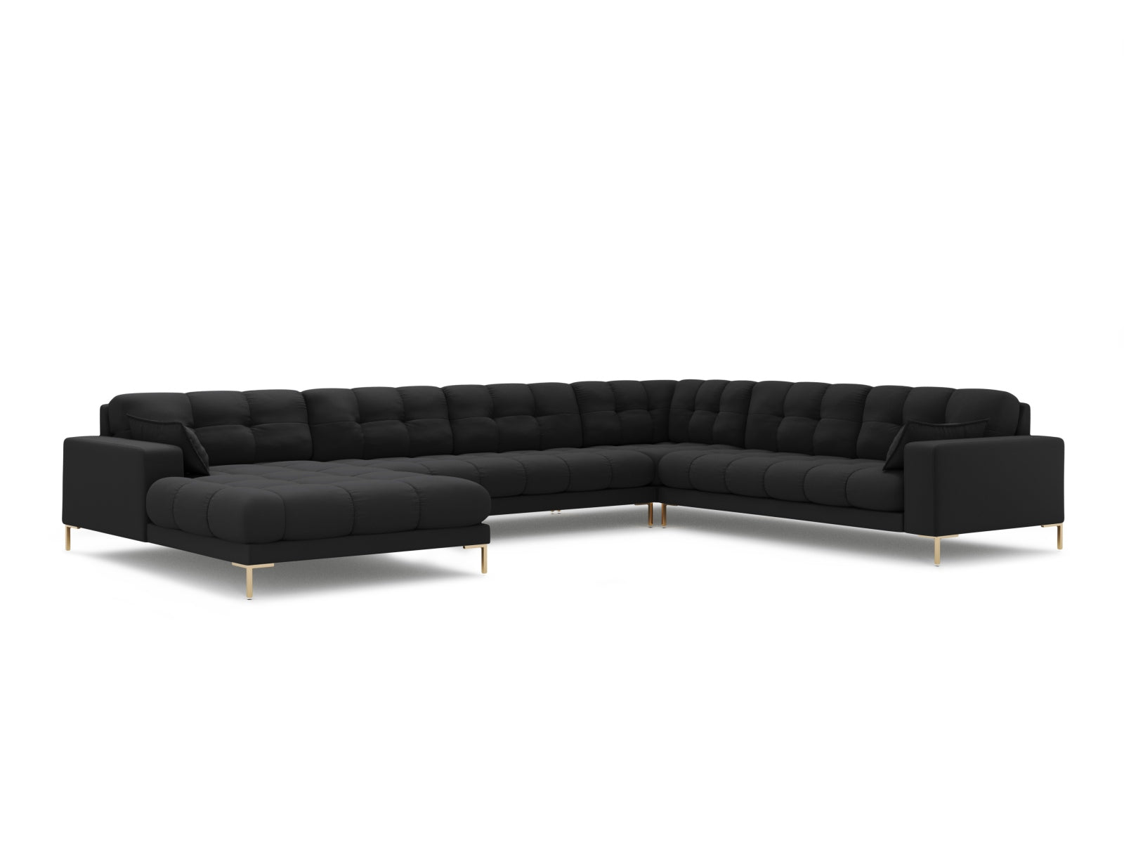 Mamaia Panoramic Ecksofa rechts 7 Sitzer in Dark Grey/Gold präsentiert im Onlineshop von KAQTU Design AG. Ecksofa rechts ist von Micadoni