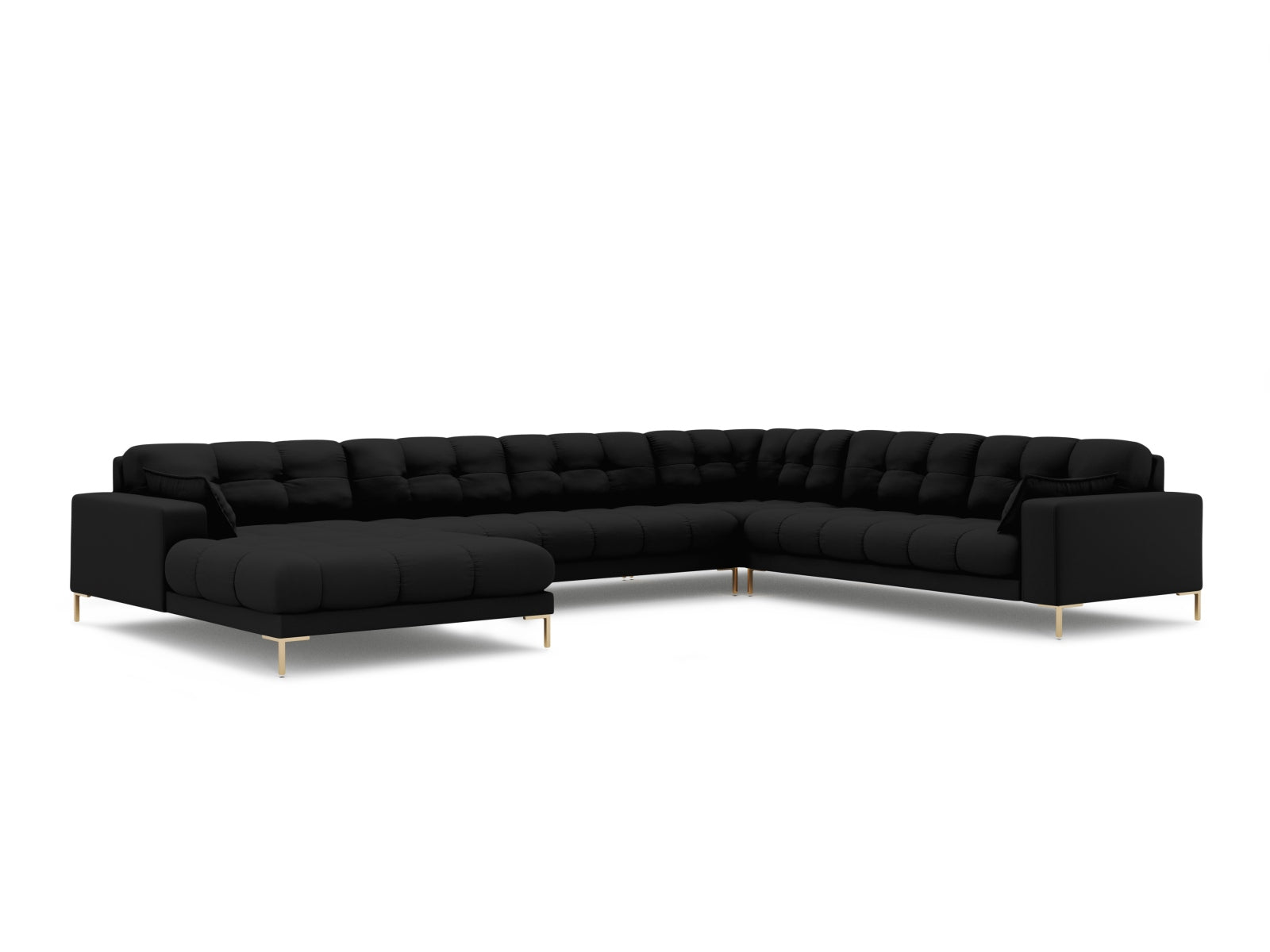 Mamaia Panoramic Ecksofa rechts 7 Sitzer in Black/Gold präsentiert im Onlineshop von KAQTU Design AG. Ecksofa rechts ist von Micadoni