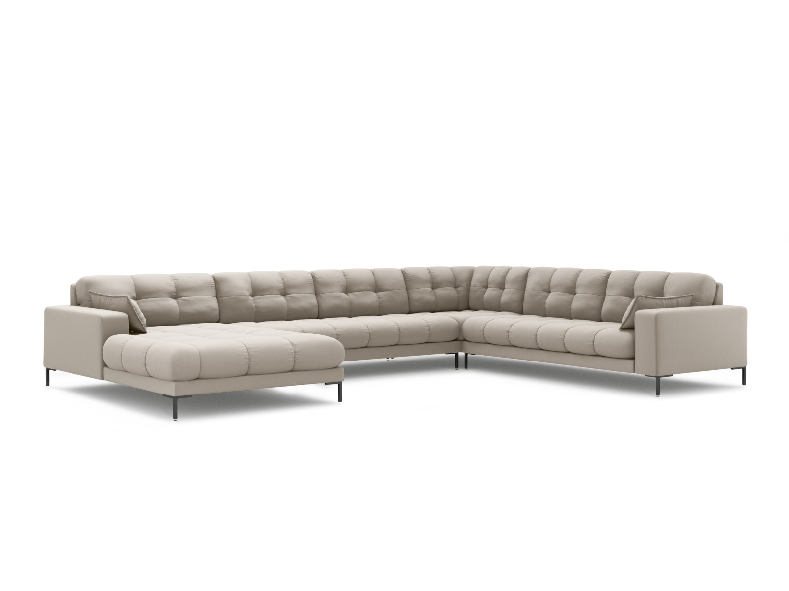 Mamaia Panoramic Ecksofa rechts 7 Sitzer in Beige/Schwarz präsentiert im Onlineshop von KAQTU Design AG. Ecksofa rechts ist von Micadoni