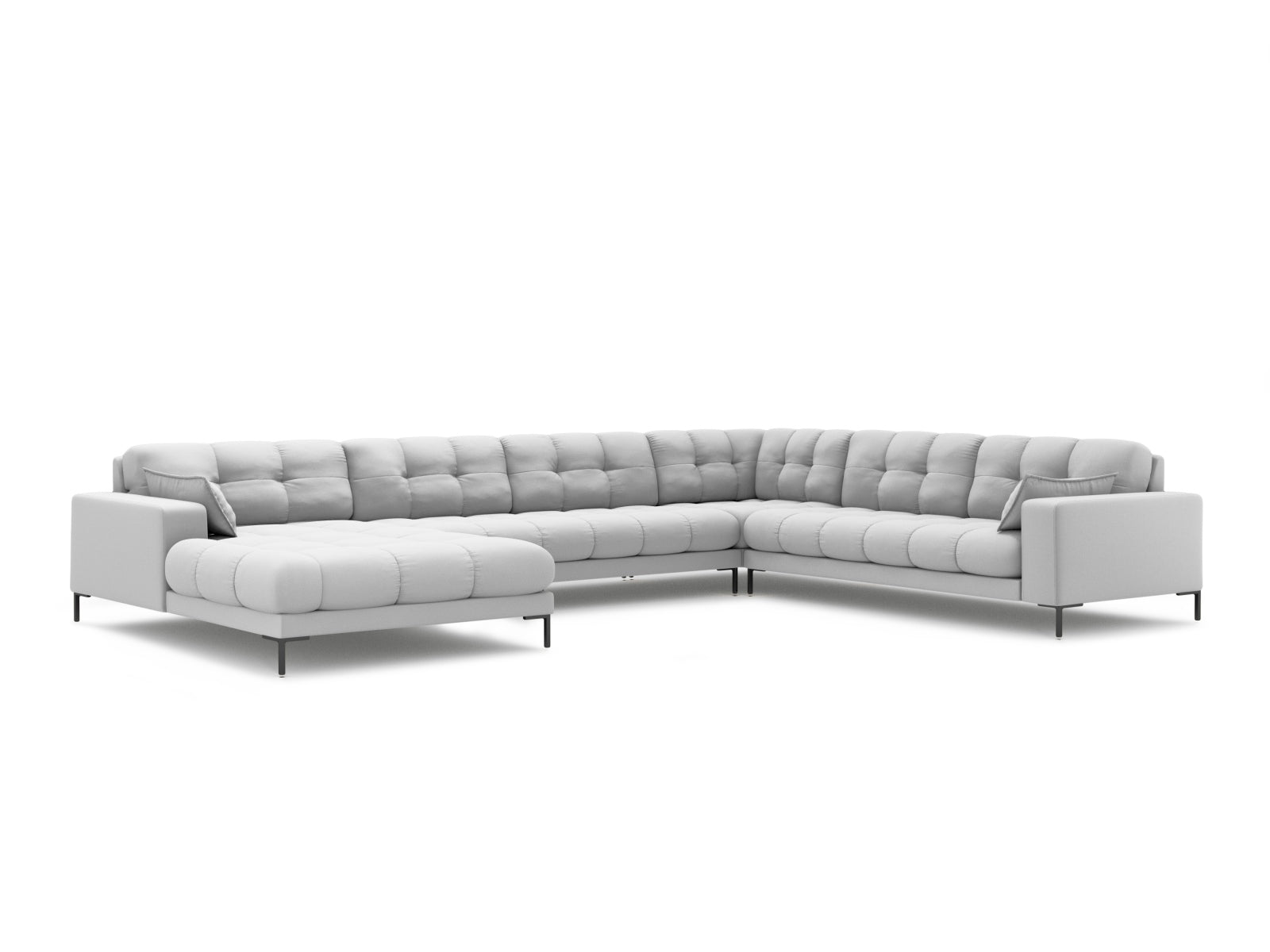 Mamaia Panoramic Ecksofa rechts 7 Sitzer in Light Grey/Schwarz-Neve präsentiert im Onlineshop von KAQTU Design AG. Ecksofa rechts ist von Micadoni